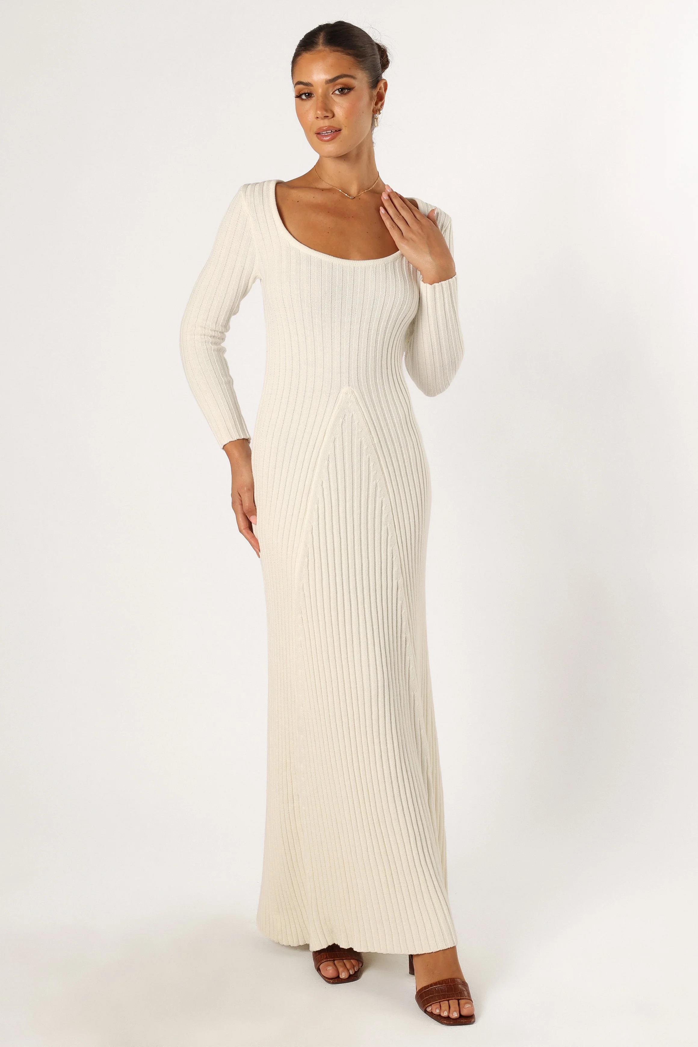Luisa Long Sleeve Knit Dress - Cream