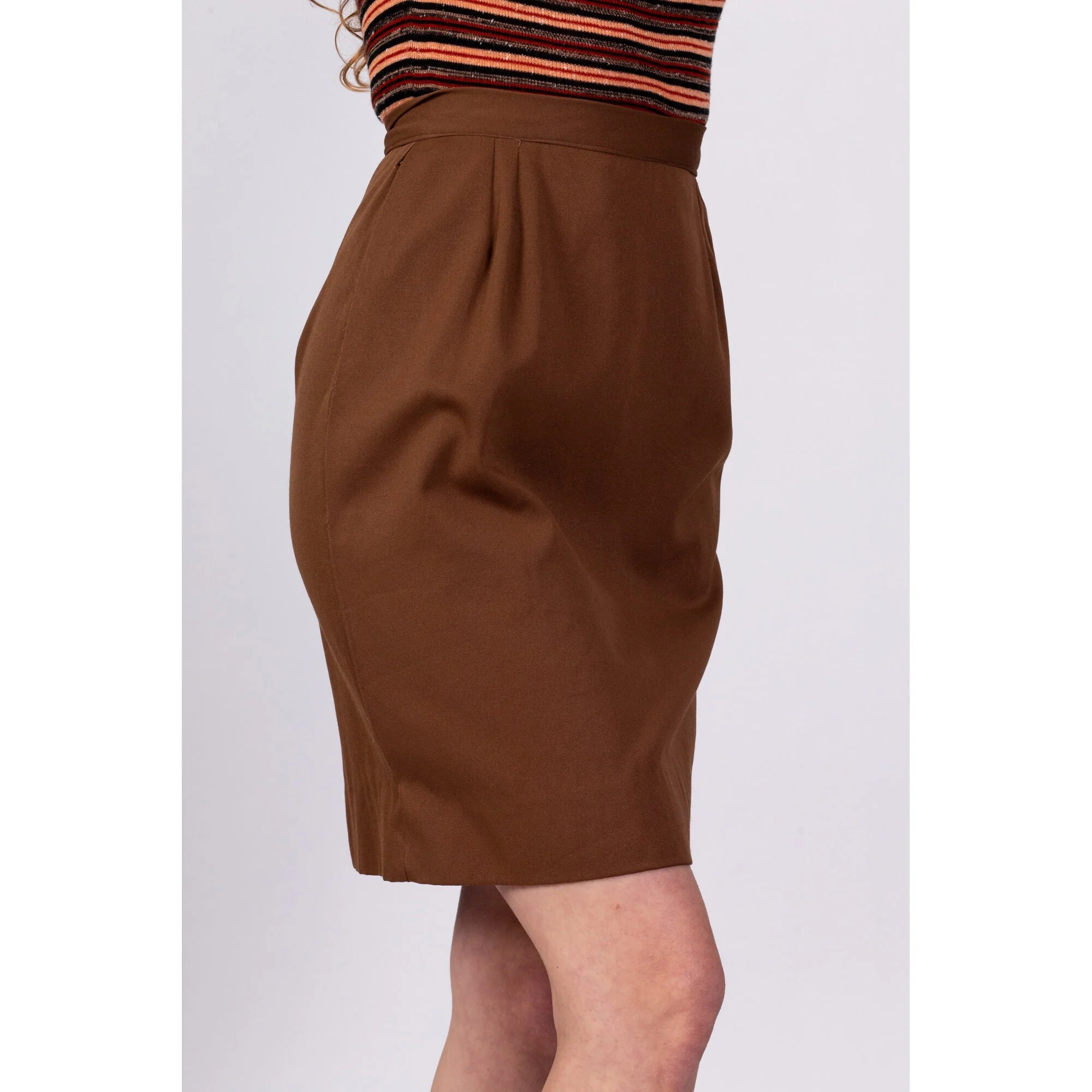 70s High Waisted Brown Mini Skirt - Small, 25.5