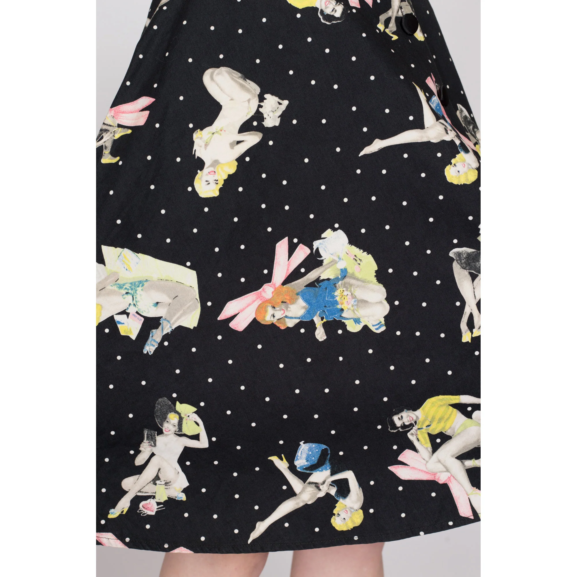 XS 90s Blumarine Pinup Girl Print Circle Skirt 25