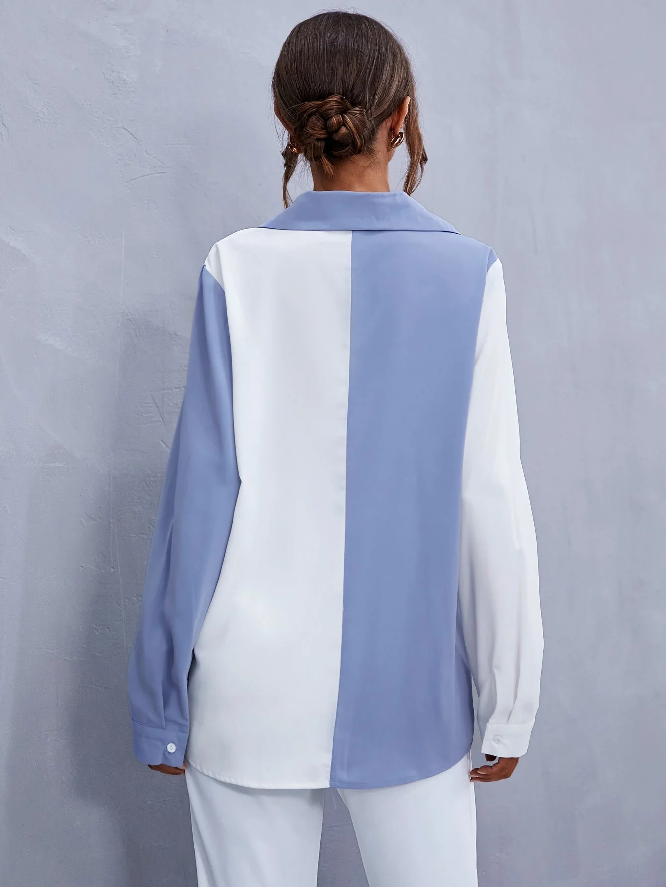 KittenAlarm - Colorblock Patch Pocket Blouse