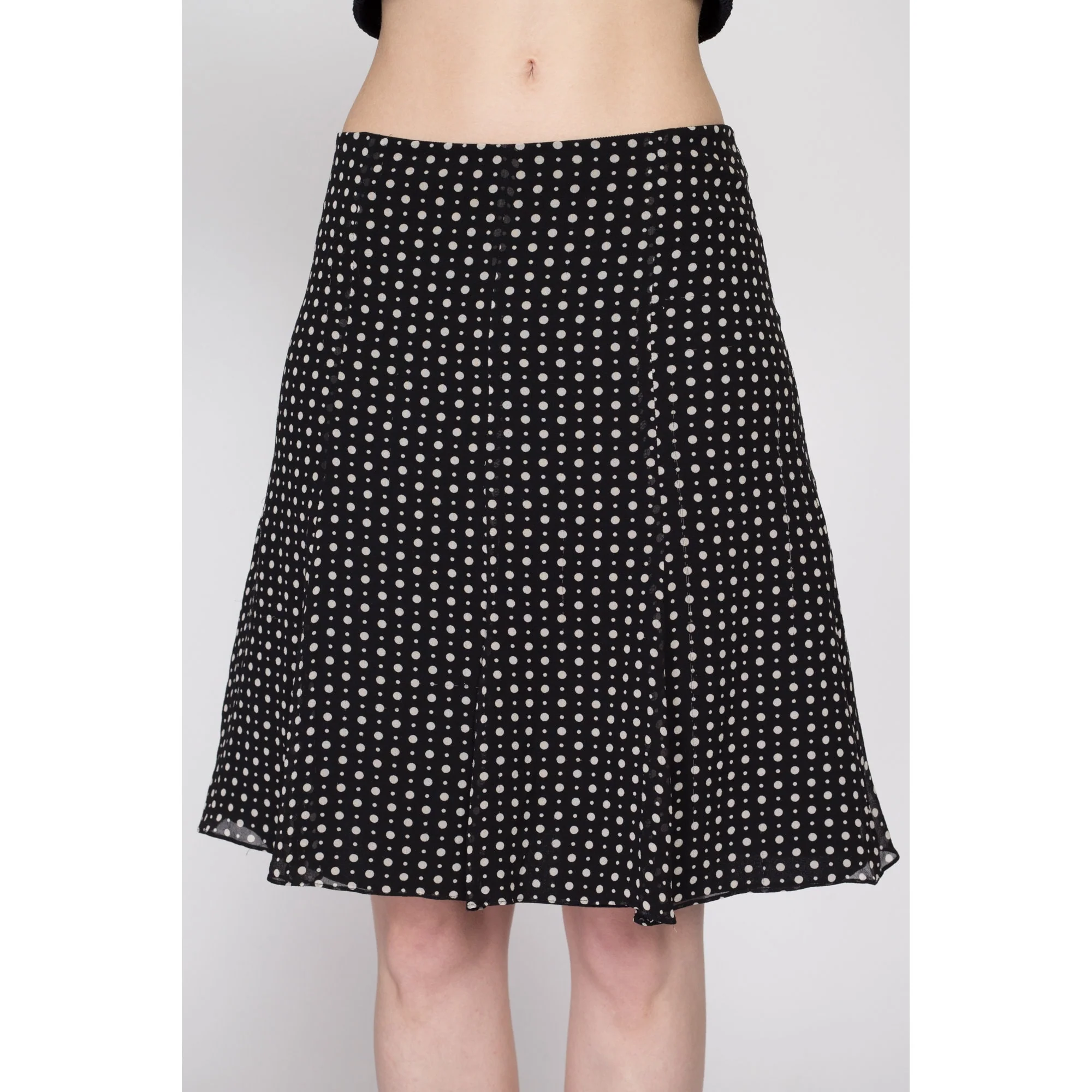 Small Y2K Black & White Silk Skirt