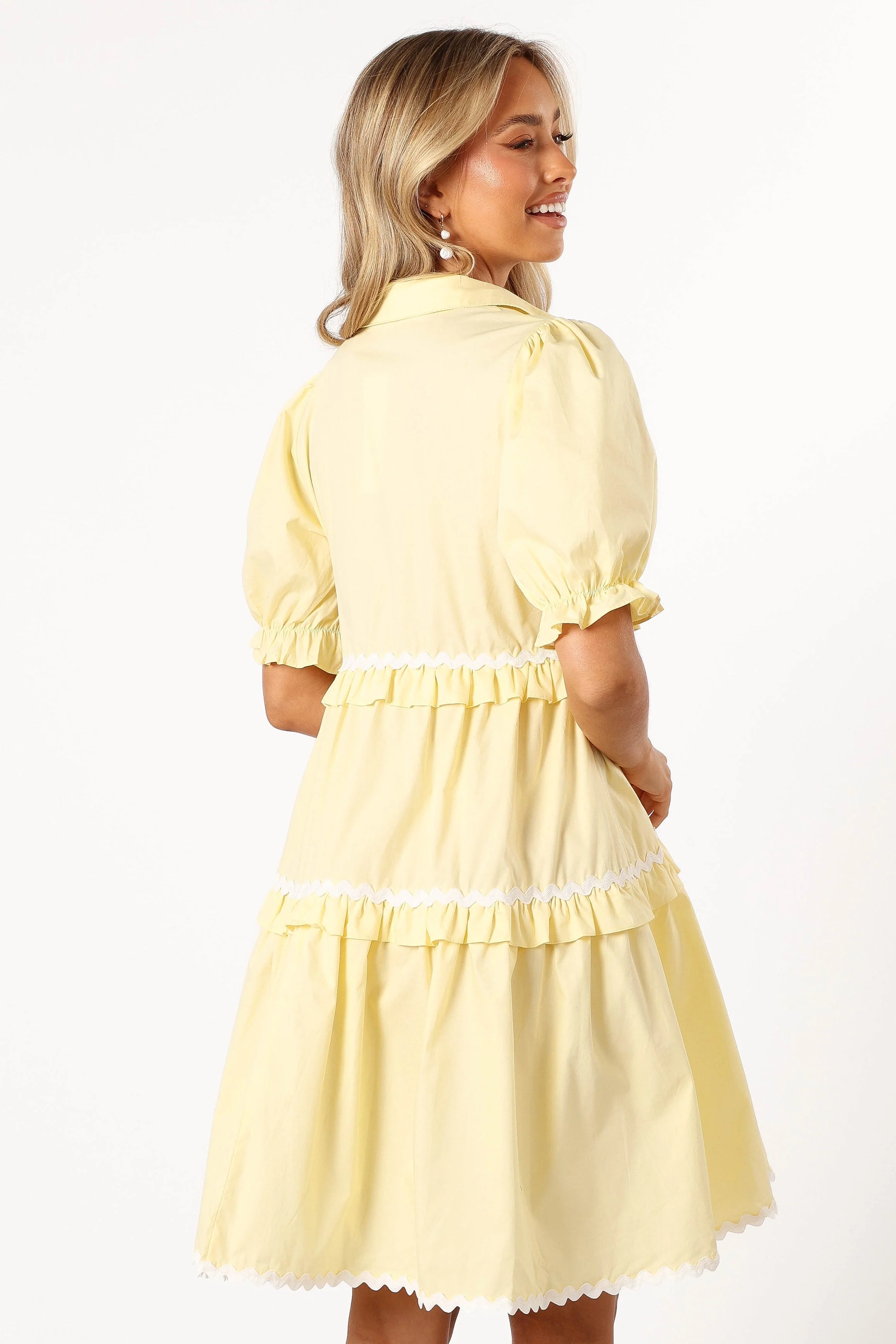 Shively Mini Dress - Yellow/White