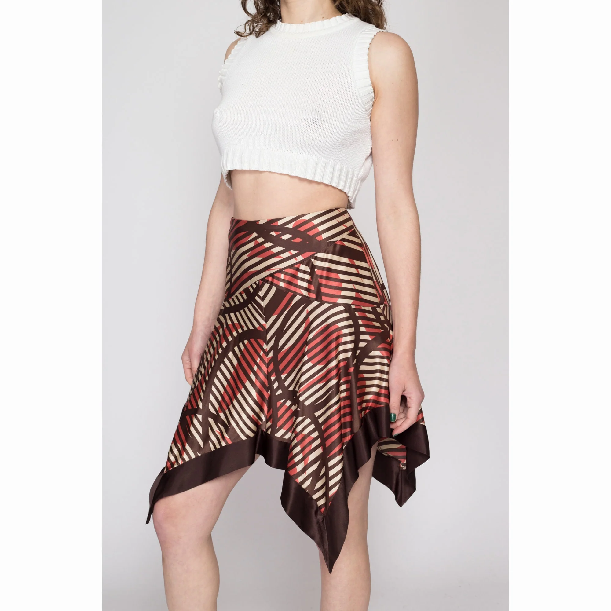 Small 90s Y2K Bebe Silk Striped Fairy Skirt