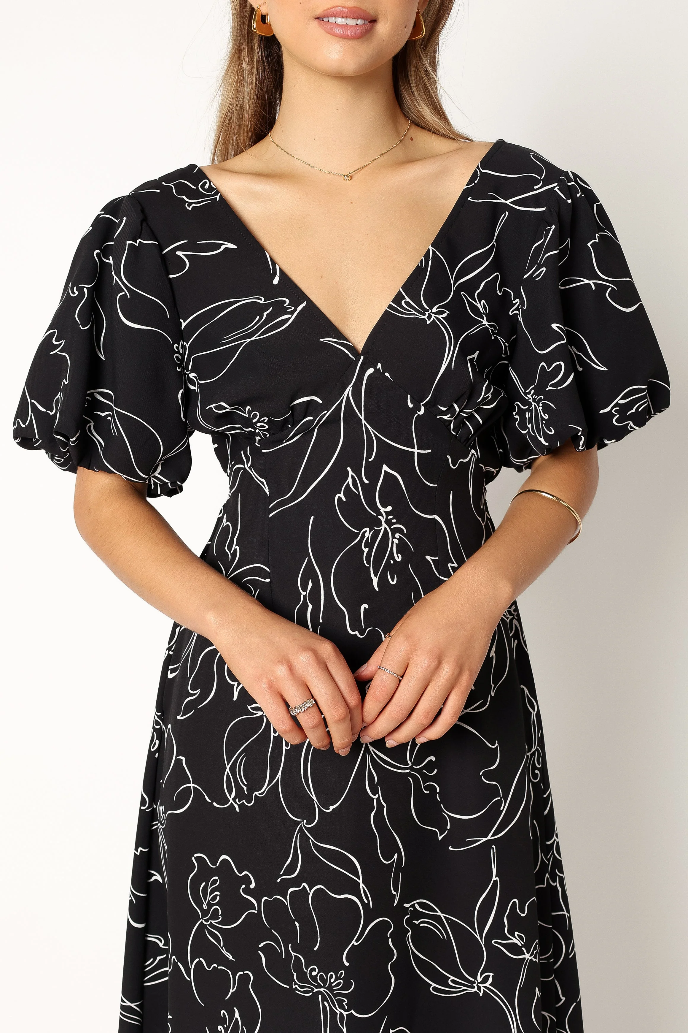 Hallie Midi Dress - Black White