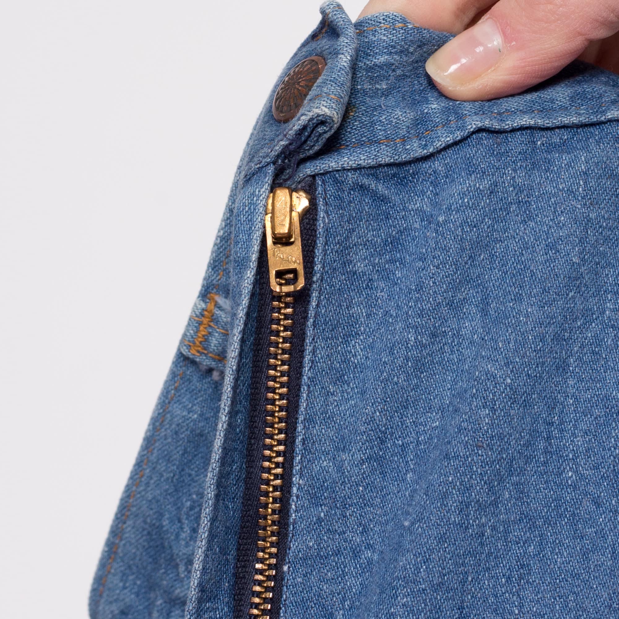 70s Denim Ruffle Pocket A-Line Skirt - Small, 27