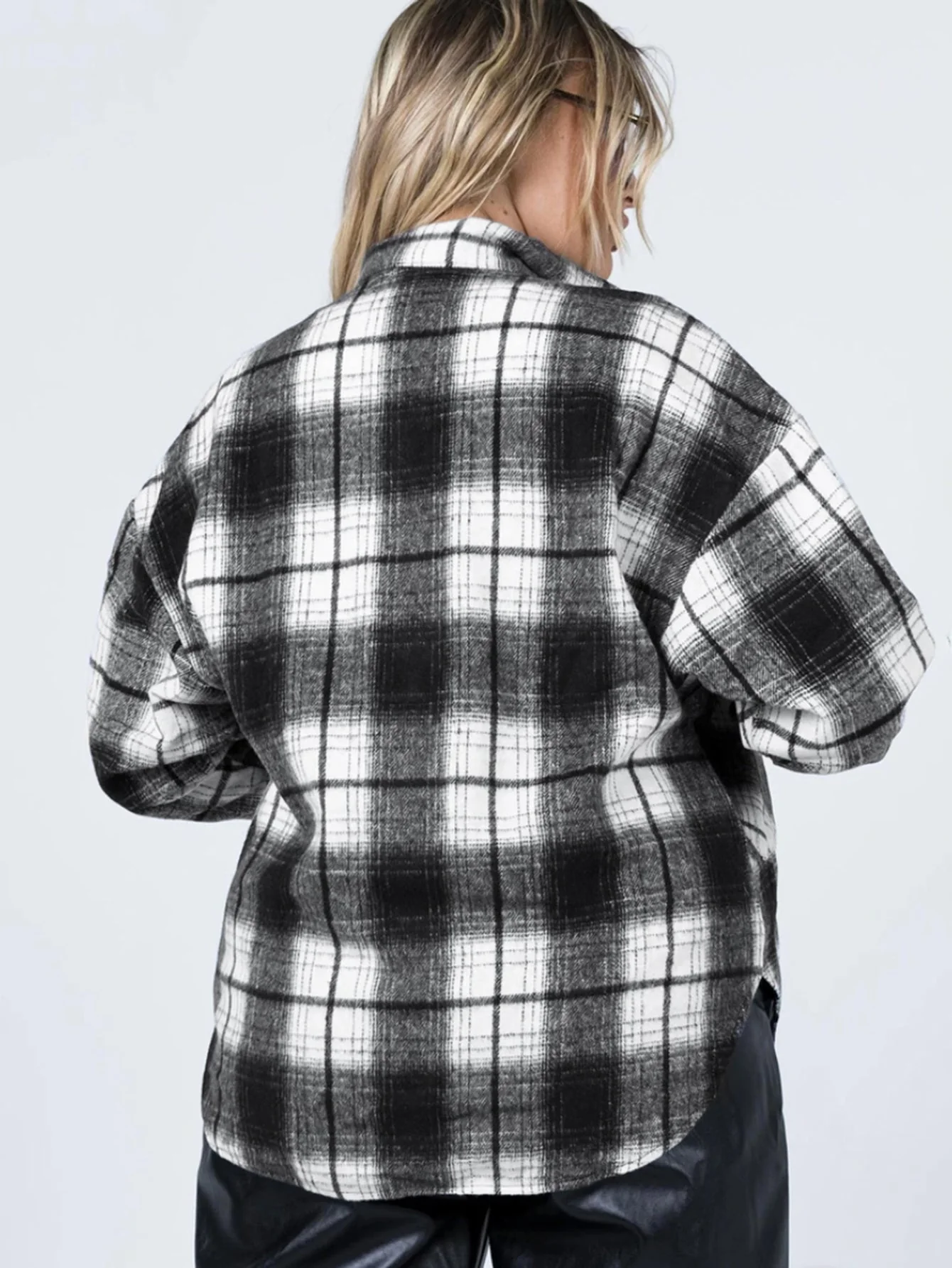 KittenAlarm - Flap Pocket Button Front Plaid Coat