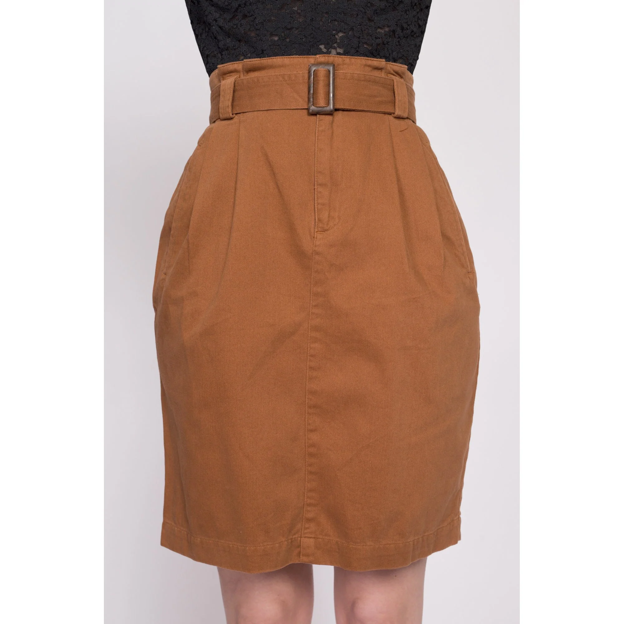 90s Paper Bag Waist Belted Mini Skirt - Small