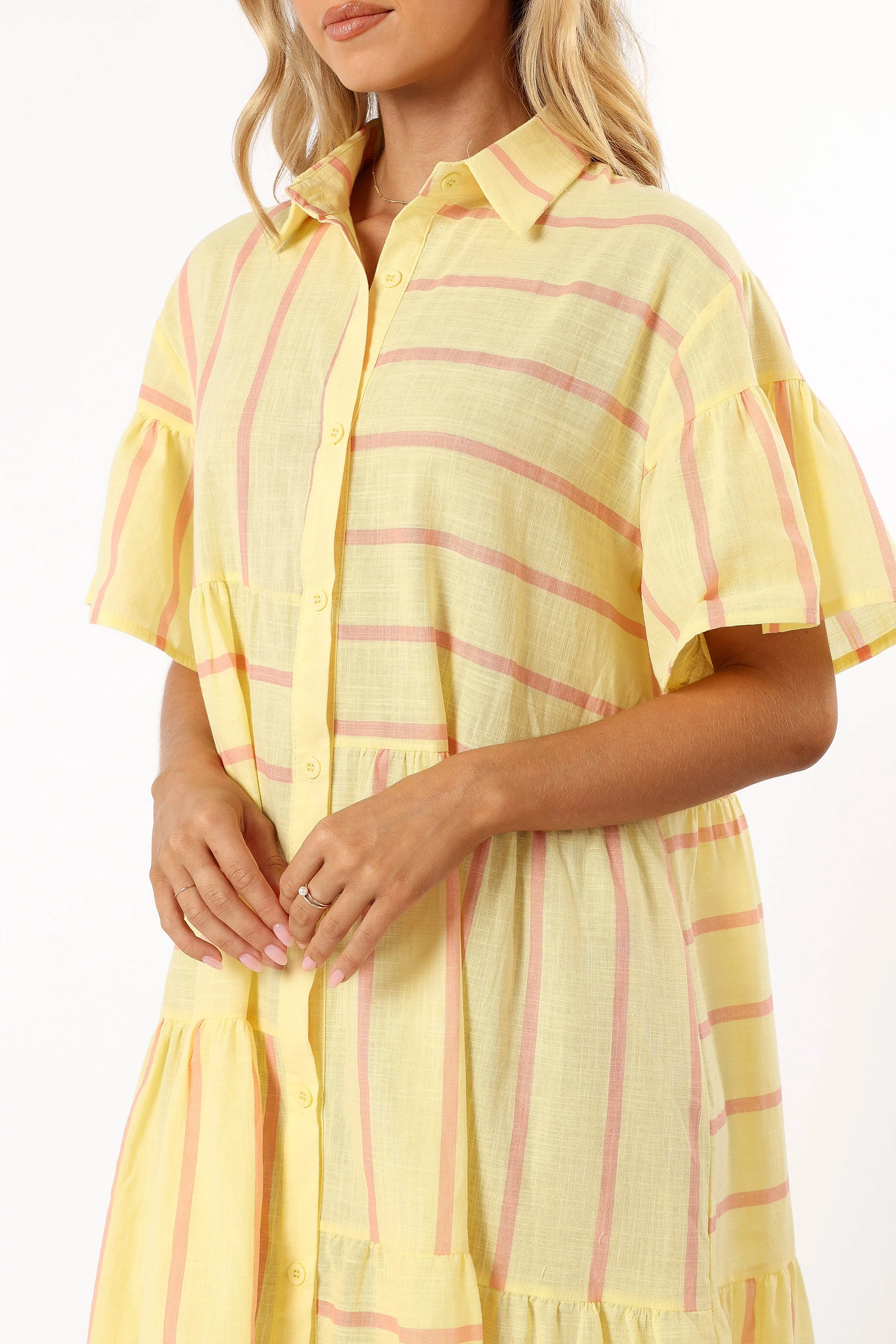 Peachy Mini Dress - Yellow Pink Stripe
