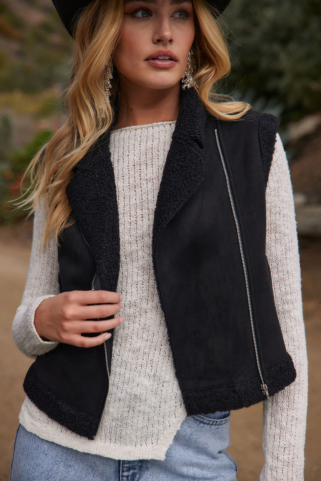 Layla Black Sherpa Vest