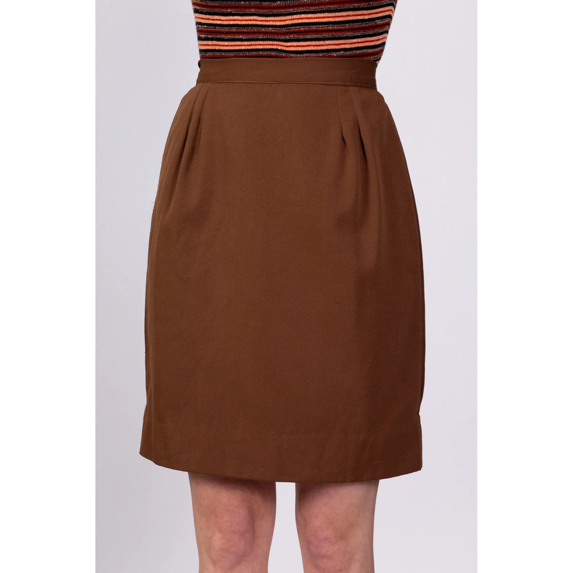 70s High Waisted Brown Mini Skirt - Small, 25.5