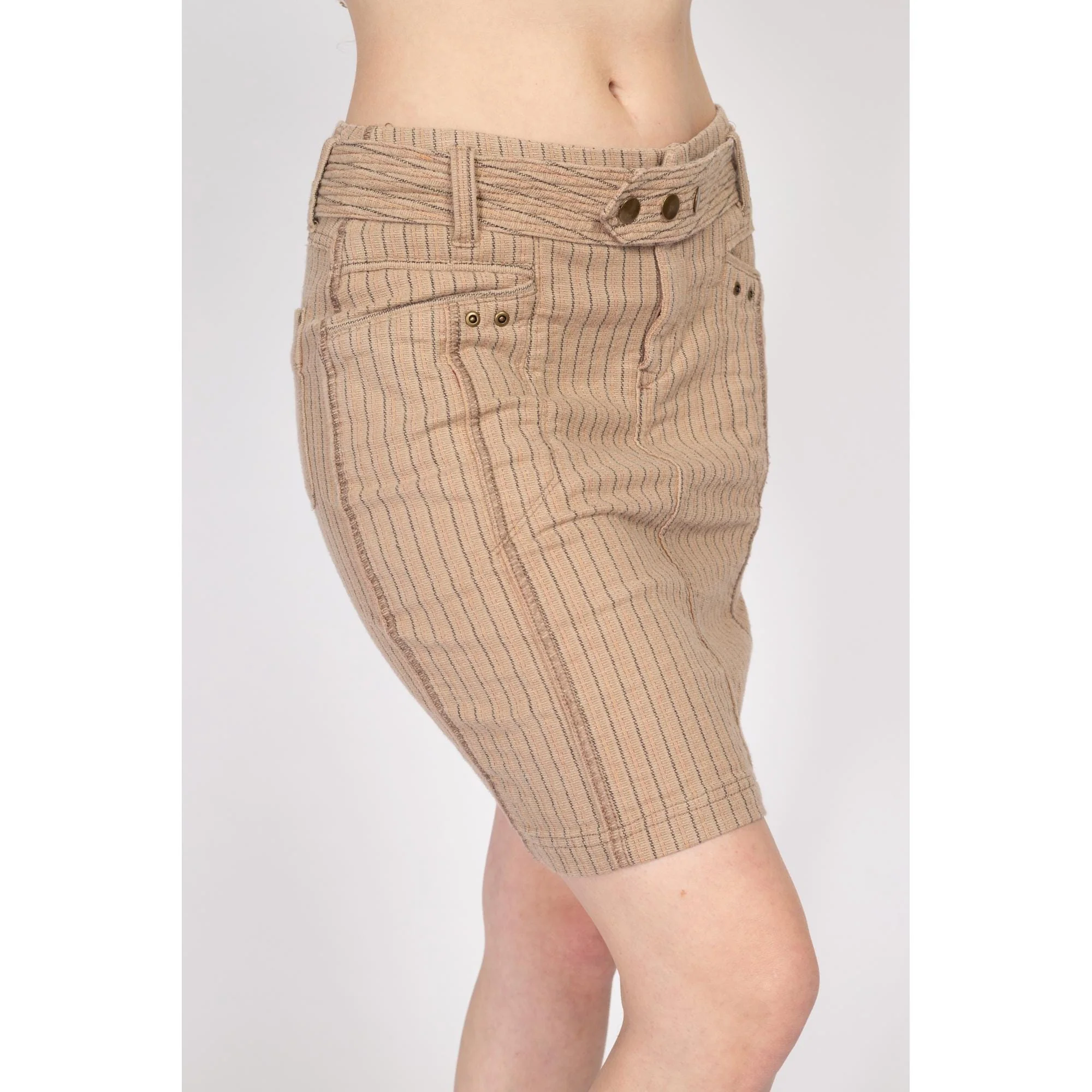 Small 90s Y2K Pinstriped Low Rise Mini Skirt