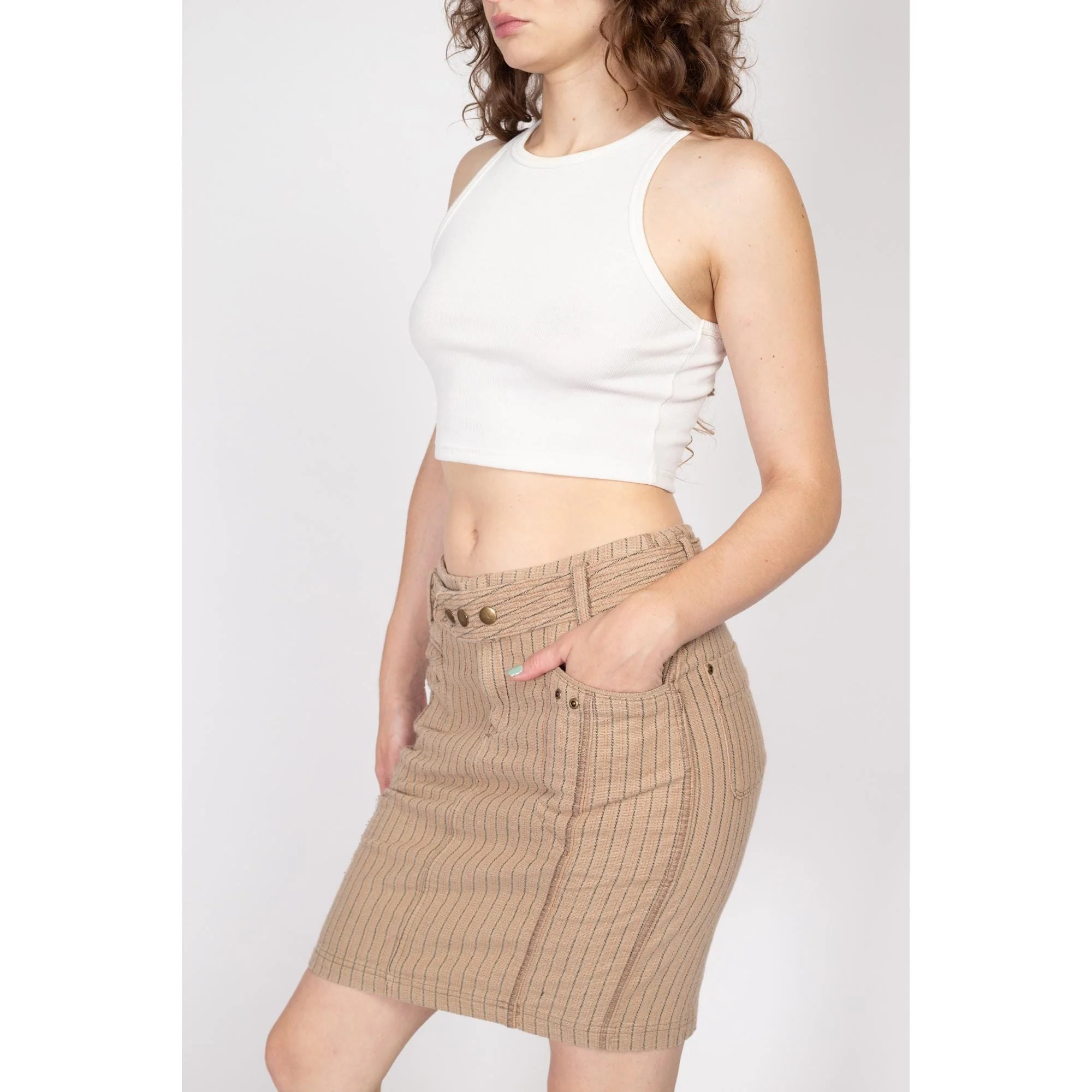 Small 90s Y2K Pinstriped Low Rise Mini Skirt