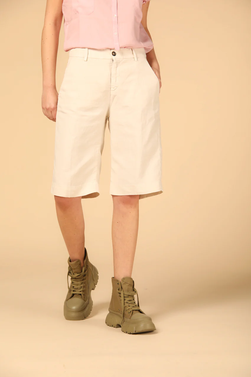 New York Straight woman's chino bermuda in tencel and linen regular