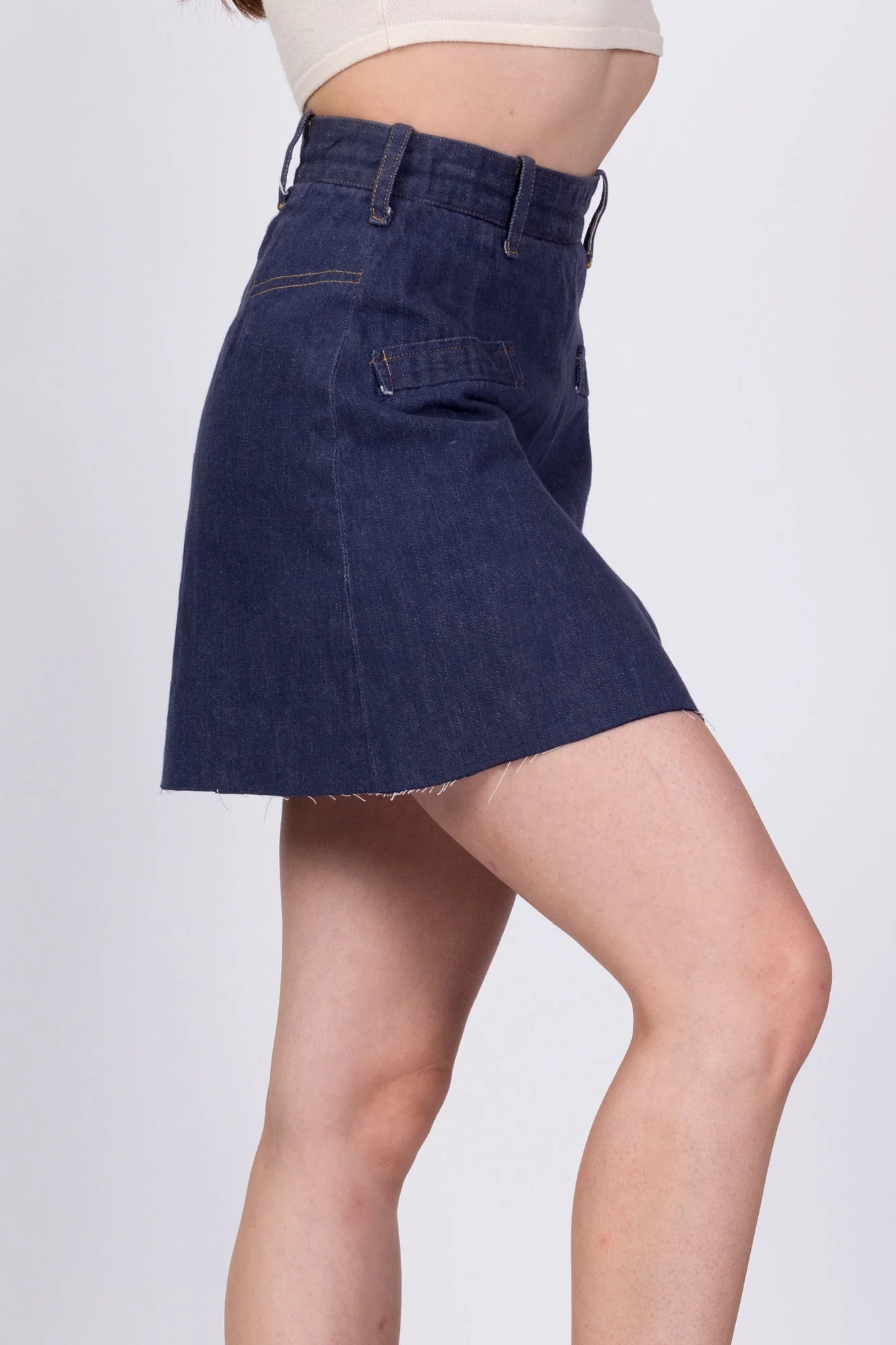70s Denim A Line Mini Skirt - Extra Small, 23.5