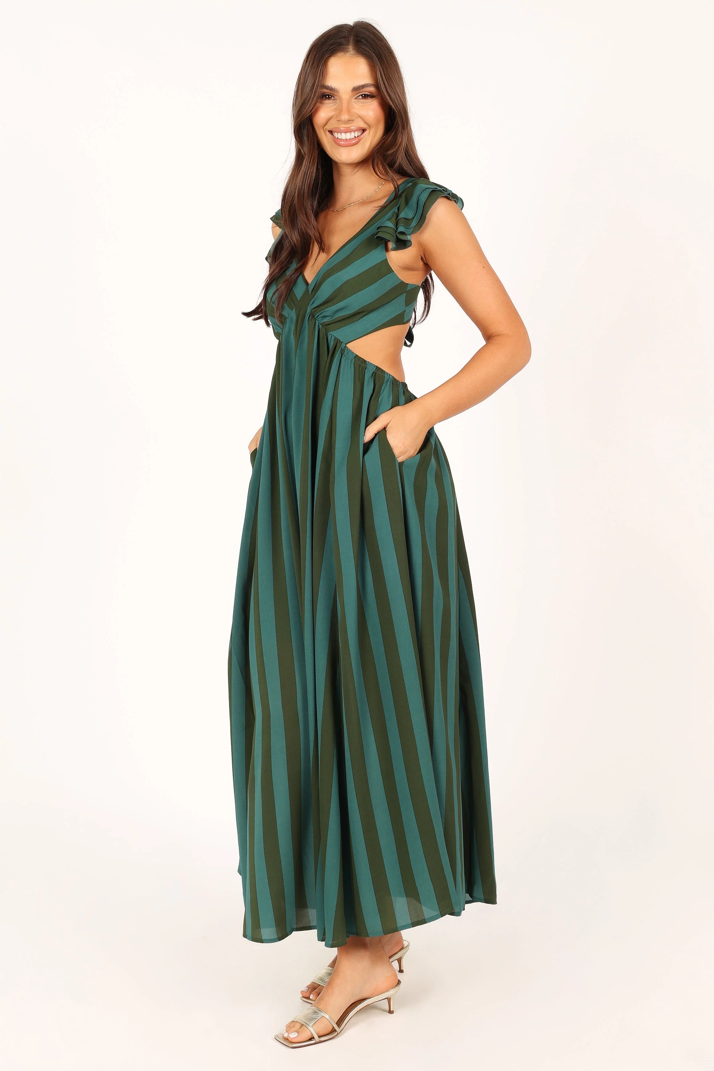 Viola Maxi Dress - Green Stripe