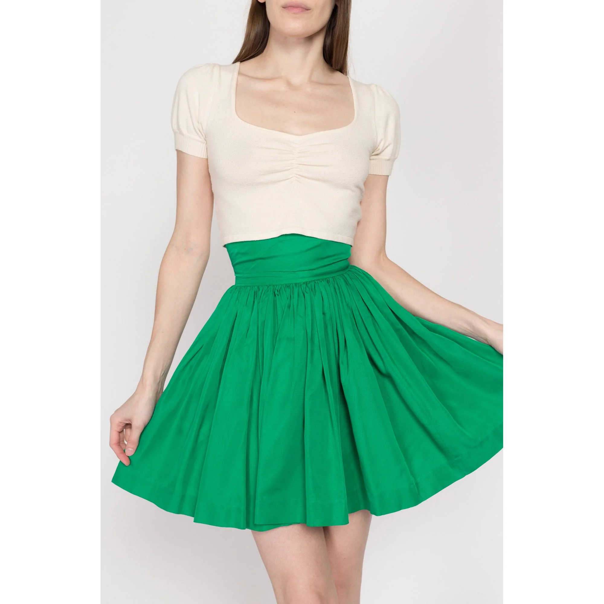 XXS 60s Green Mini Circle Skirt 22