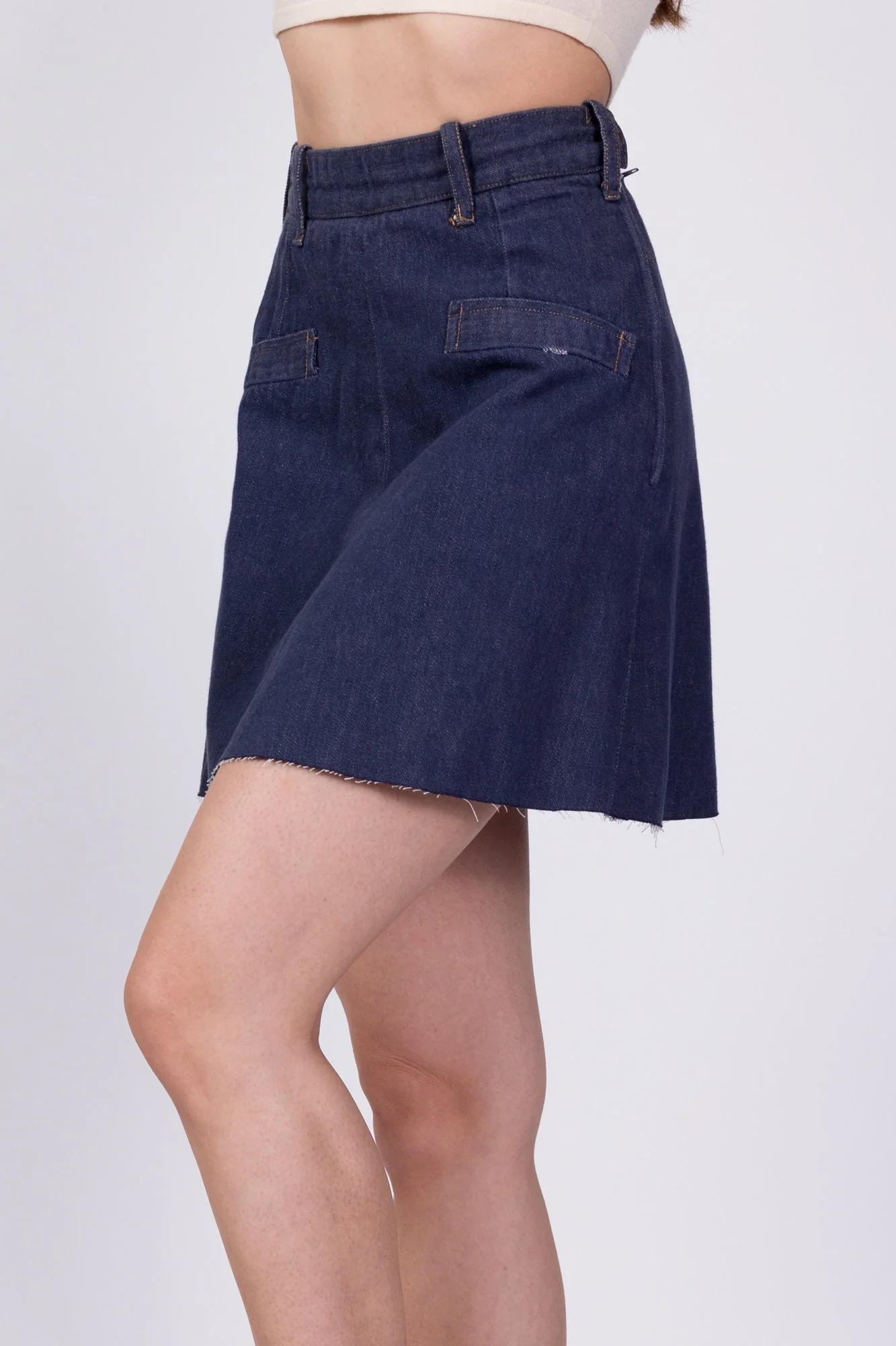 70s Denim A Line Mini Skirt - Extra Small, 23.5