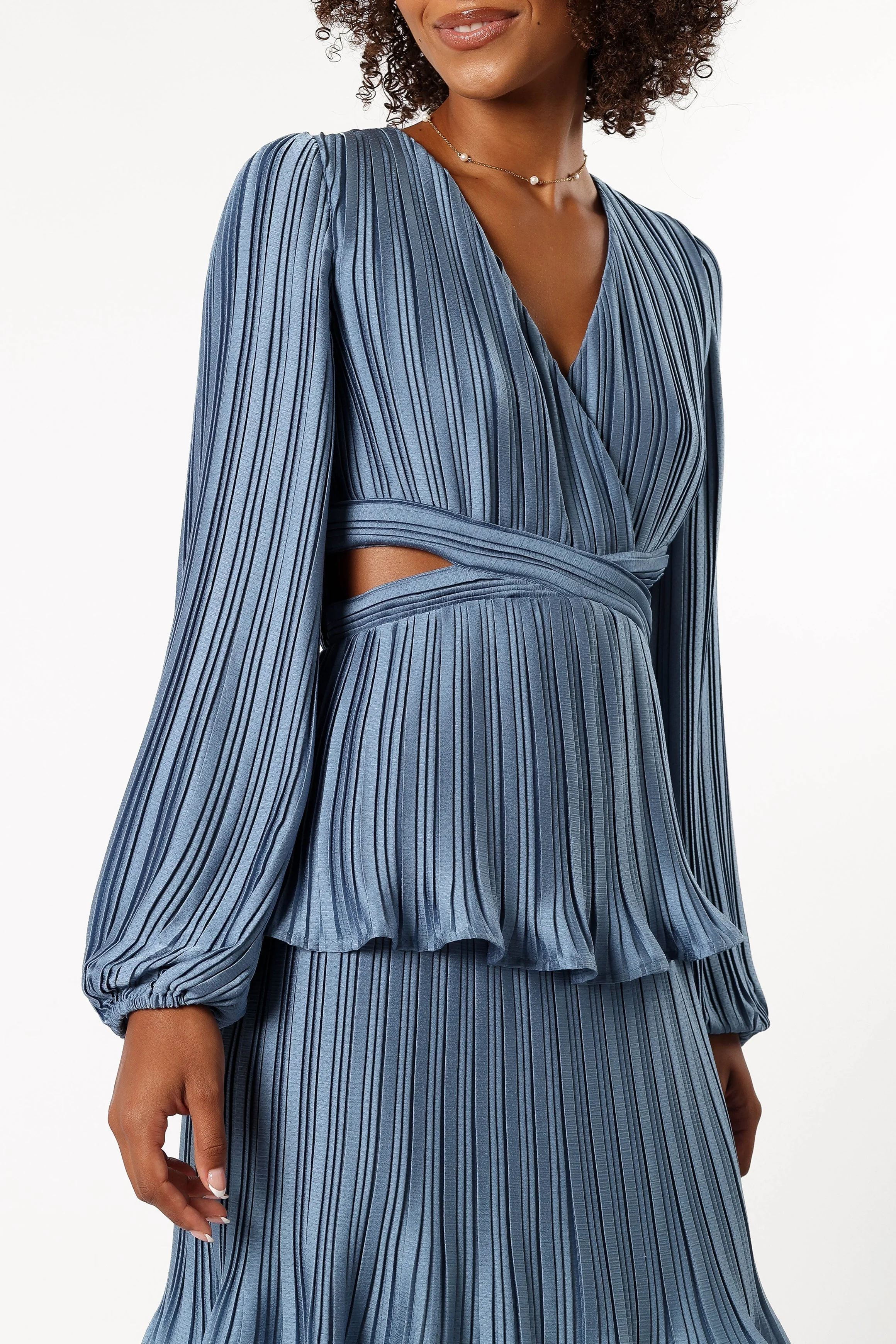 Pippa Long Sleeve Midi Dress - Blue