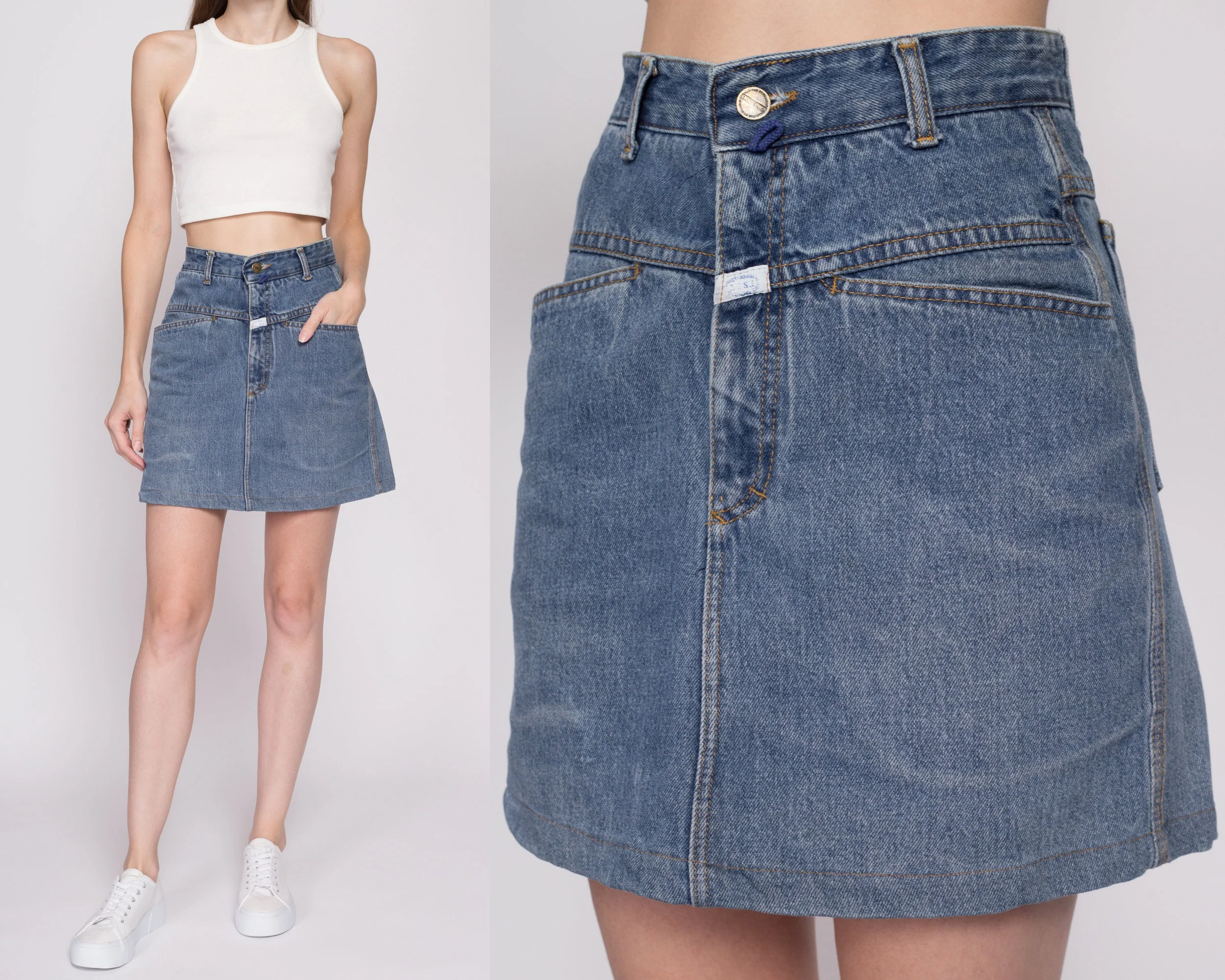 Small Vintage 90s Marithe Francois Girbaud Jean Mini Skirt 26
