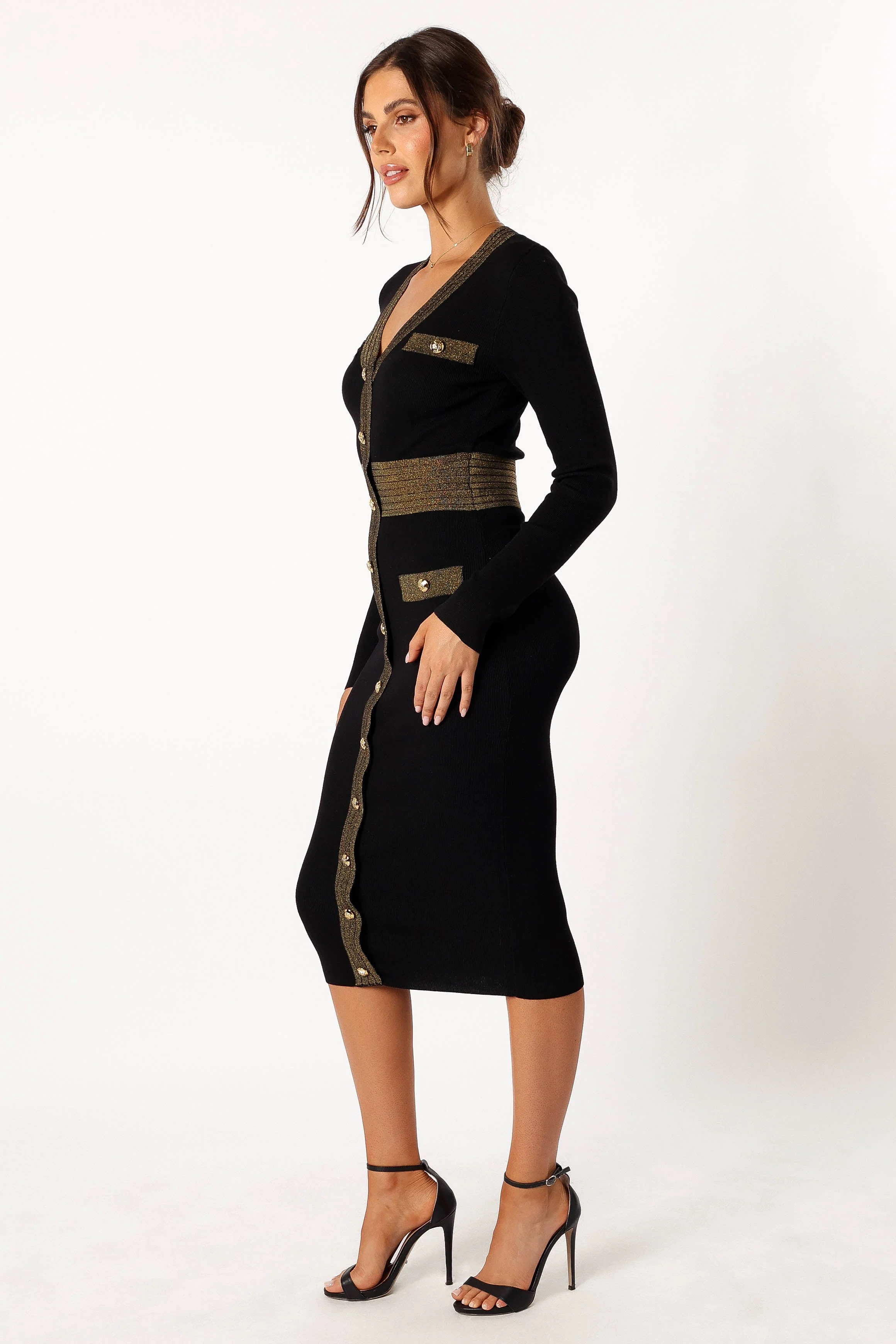 Jaya Longsleeve Midi Dress - Black
