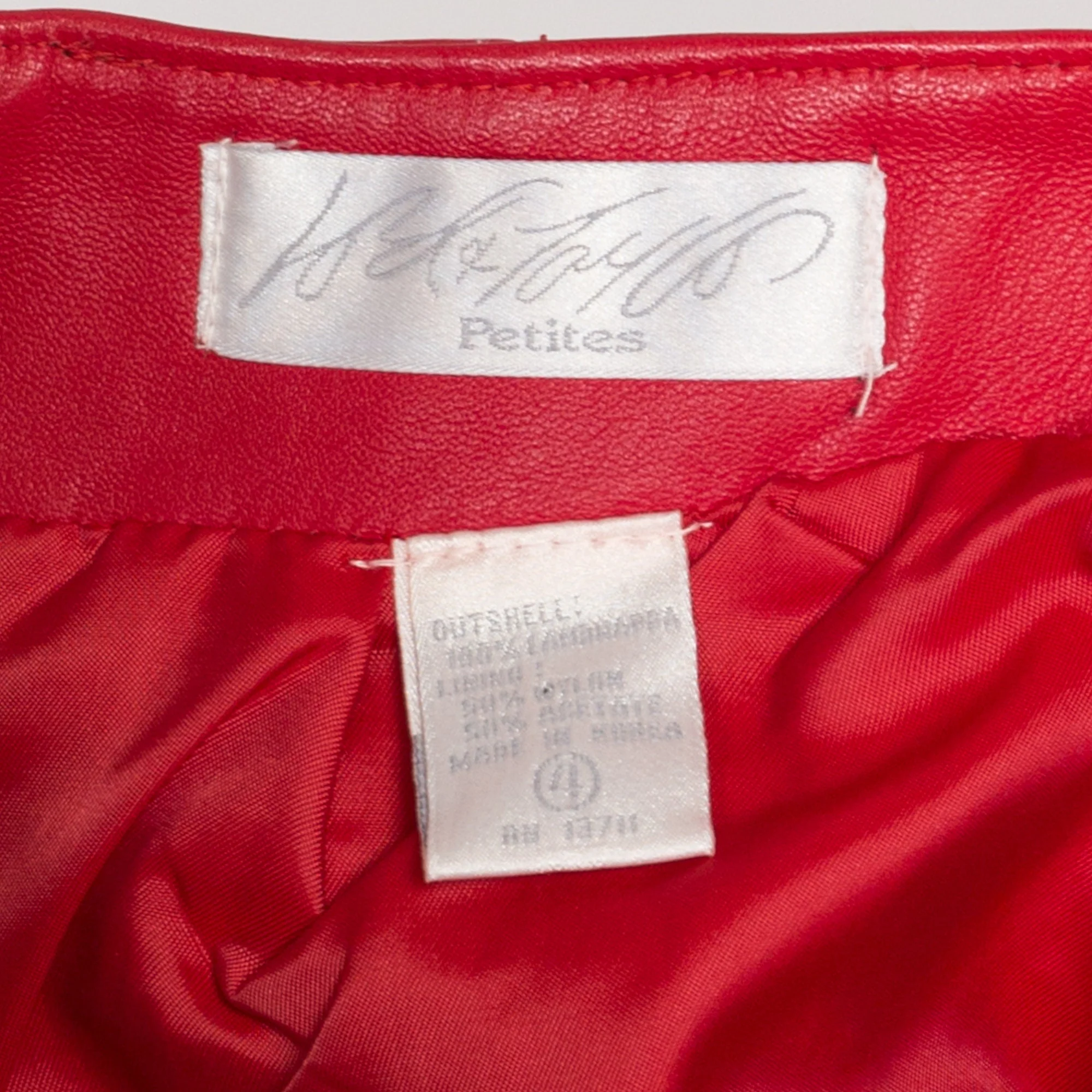 Small 90s Red Leather Pencil Skirt