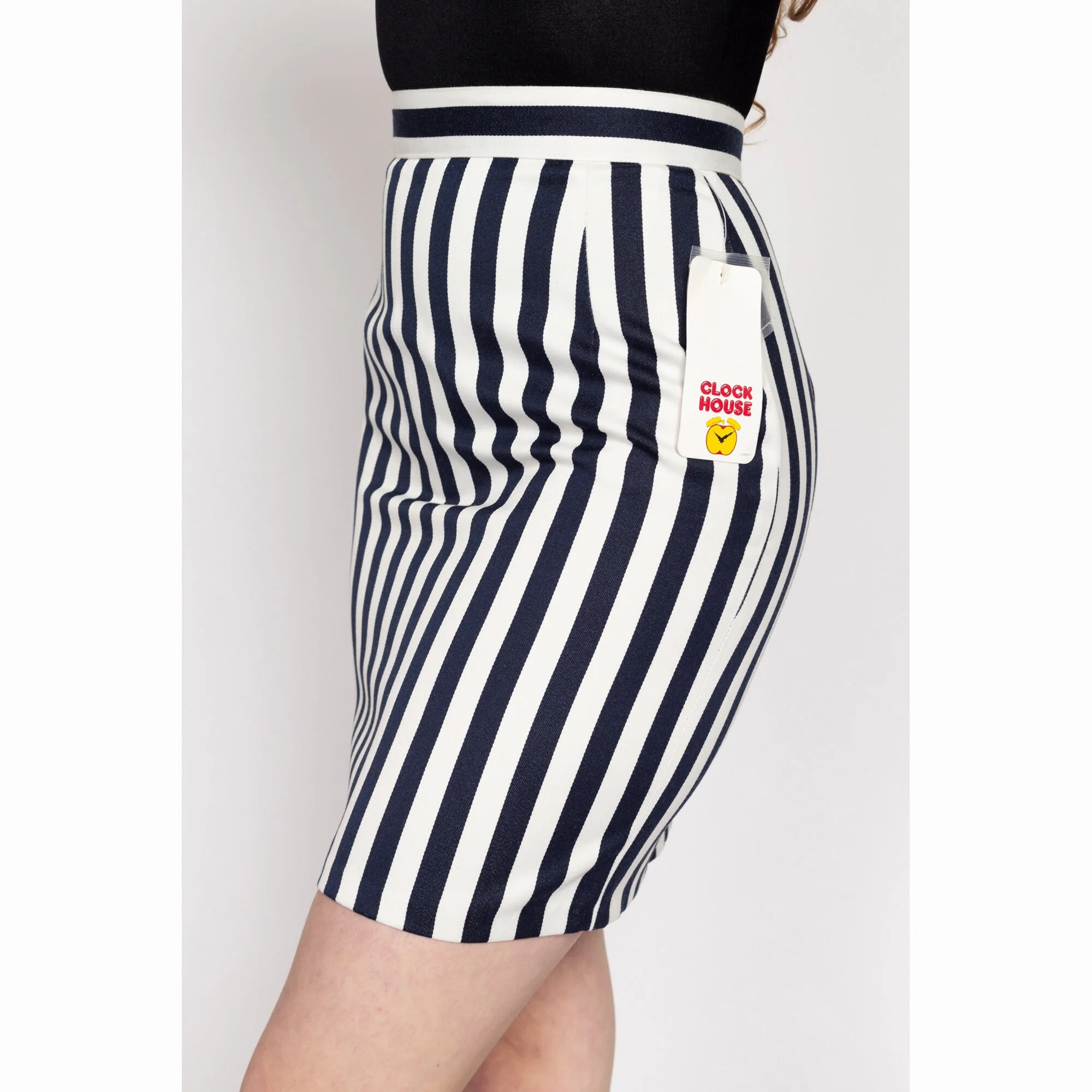 XS-Sm 90s Navy & White Striped Mini Skirt NWT 25.5