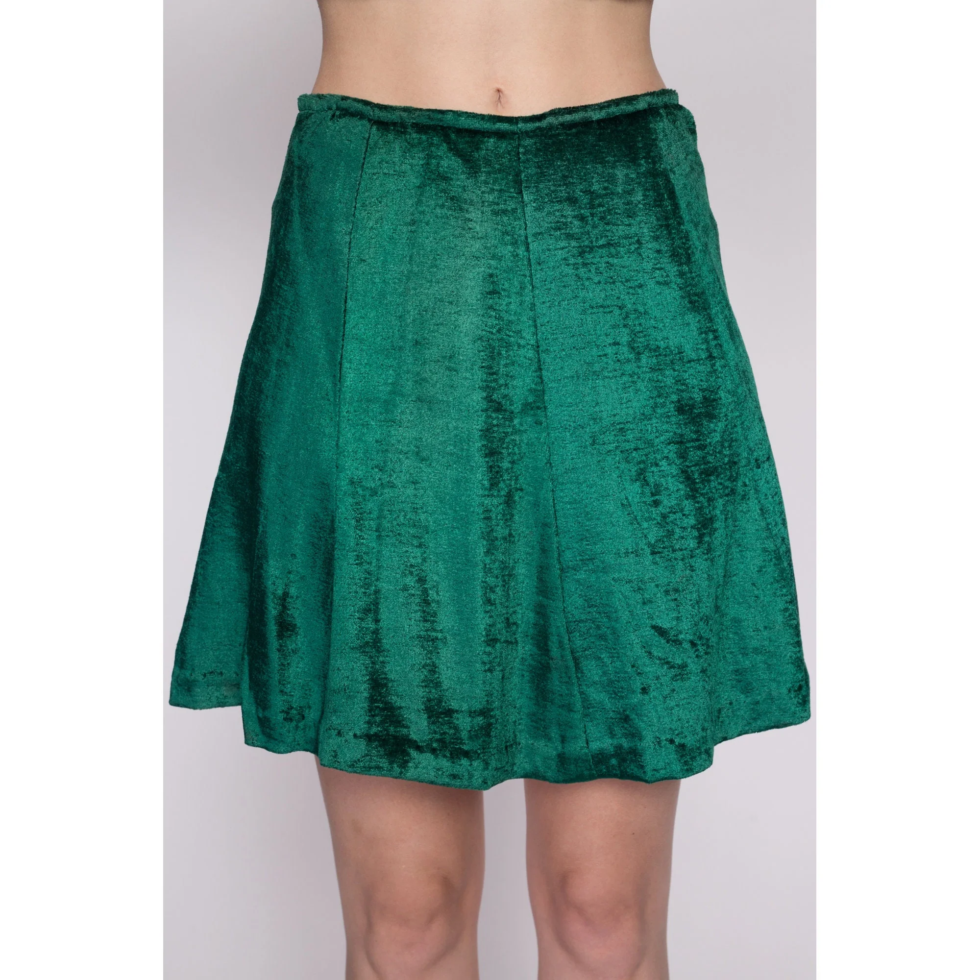 Small 60s Green Velvet Mini Skirt 26