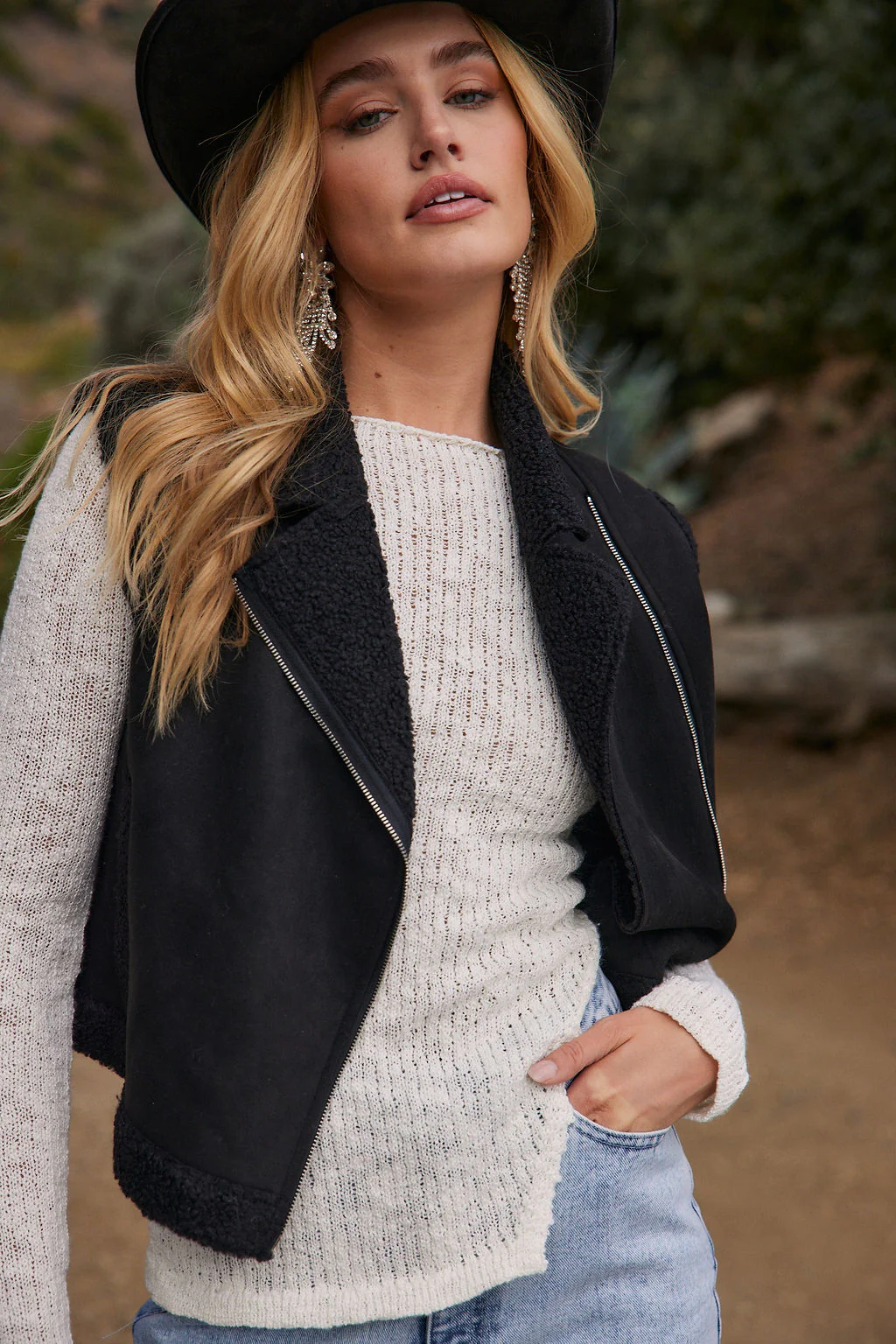 Layla Black Sherpa Vest