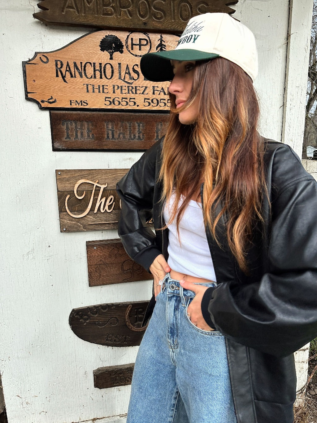 Teagan Black Faux Leather Bomber Jacket