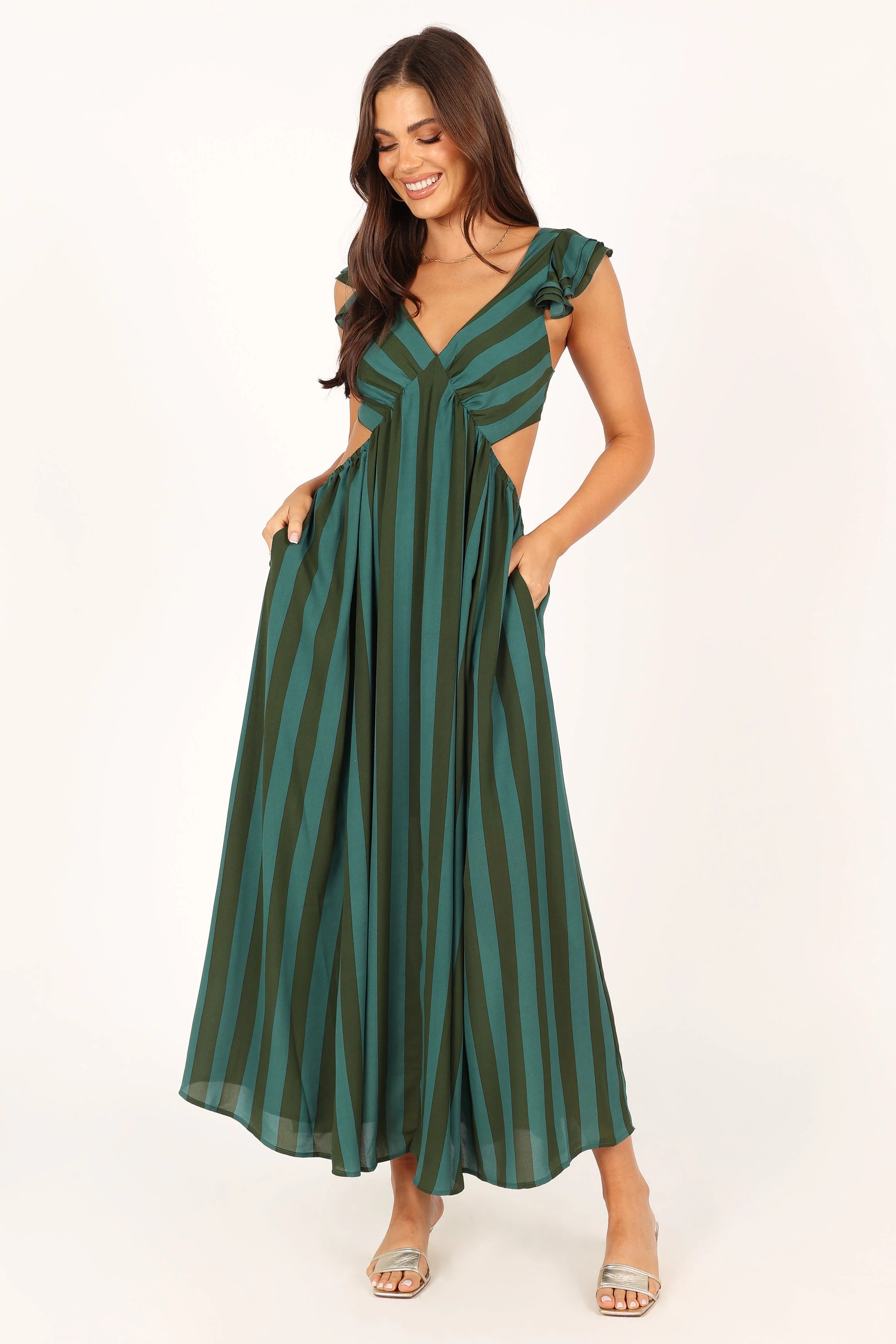 Viola Maxi Dress - Green Stripe
