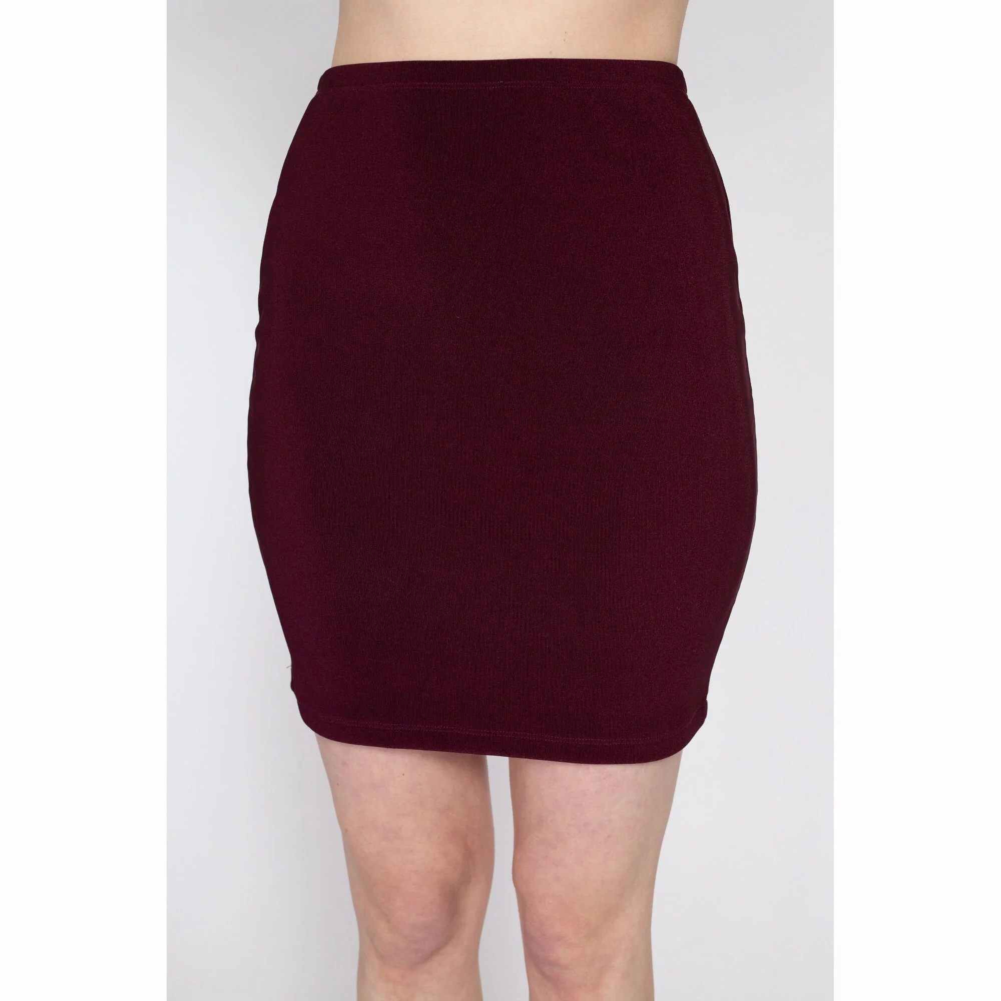 Med-Lrg 90s J. Crew Wine Red Stretchy Mini Skirt