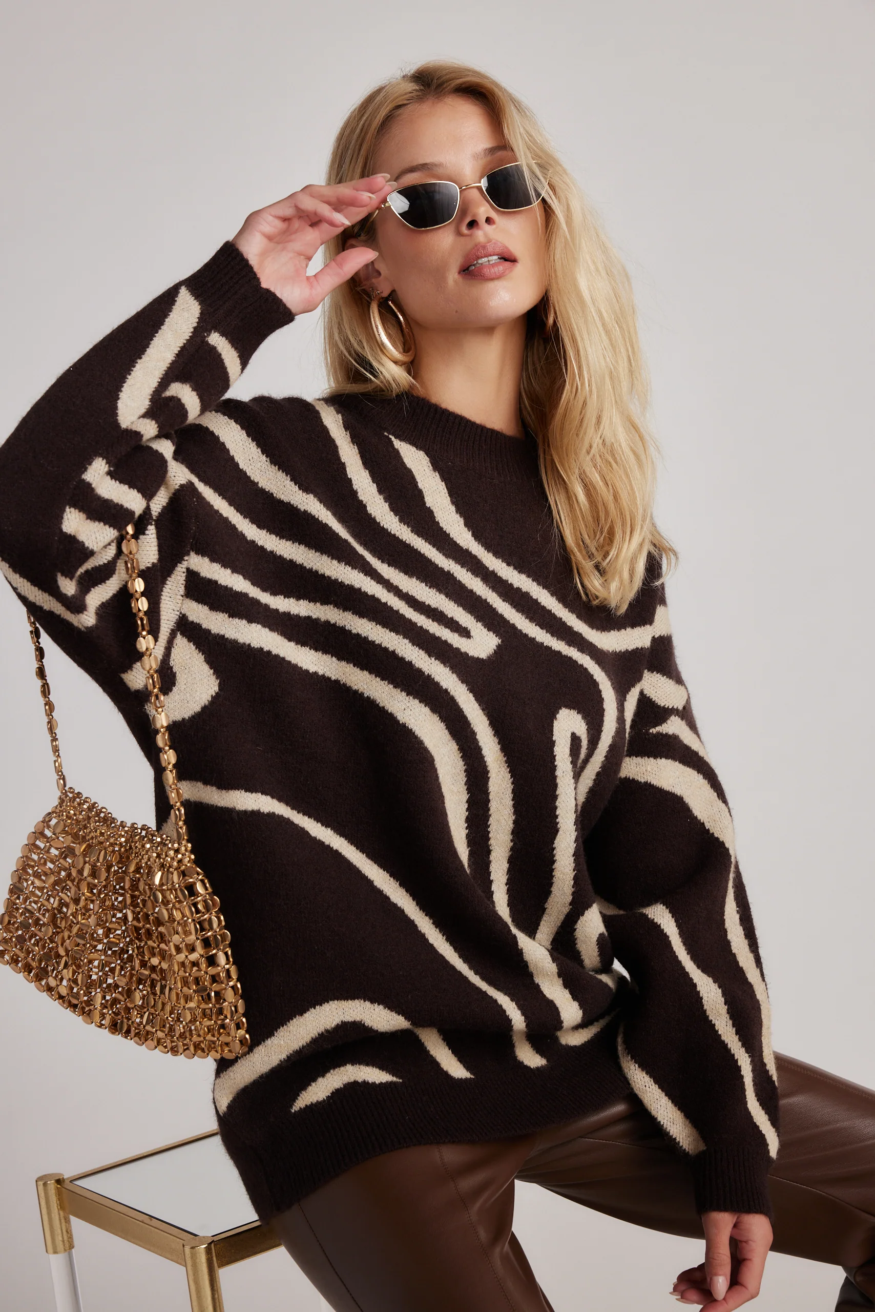 Montclair Brown Abstract Sweater