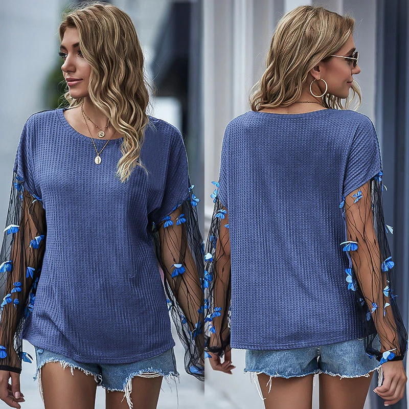 KittenAlarm - Net Yarn Lantern Sleeve Loose New Sweater