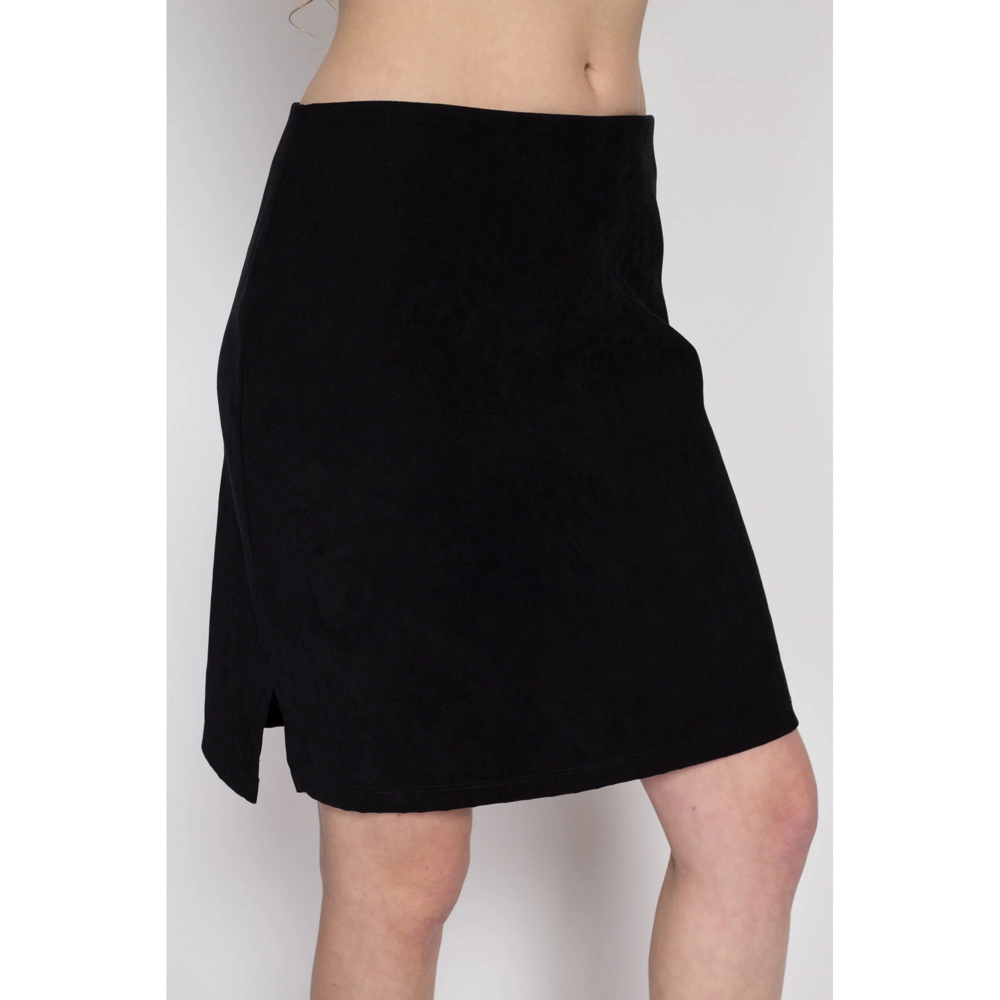 Med-Lrg Y2K Black Ultrasuede Mini Skirt