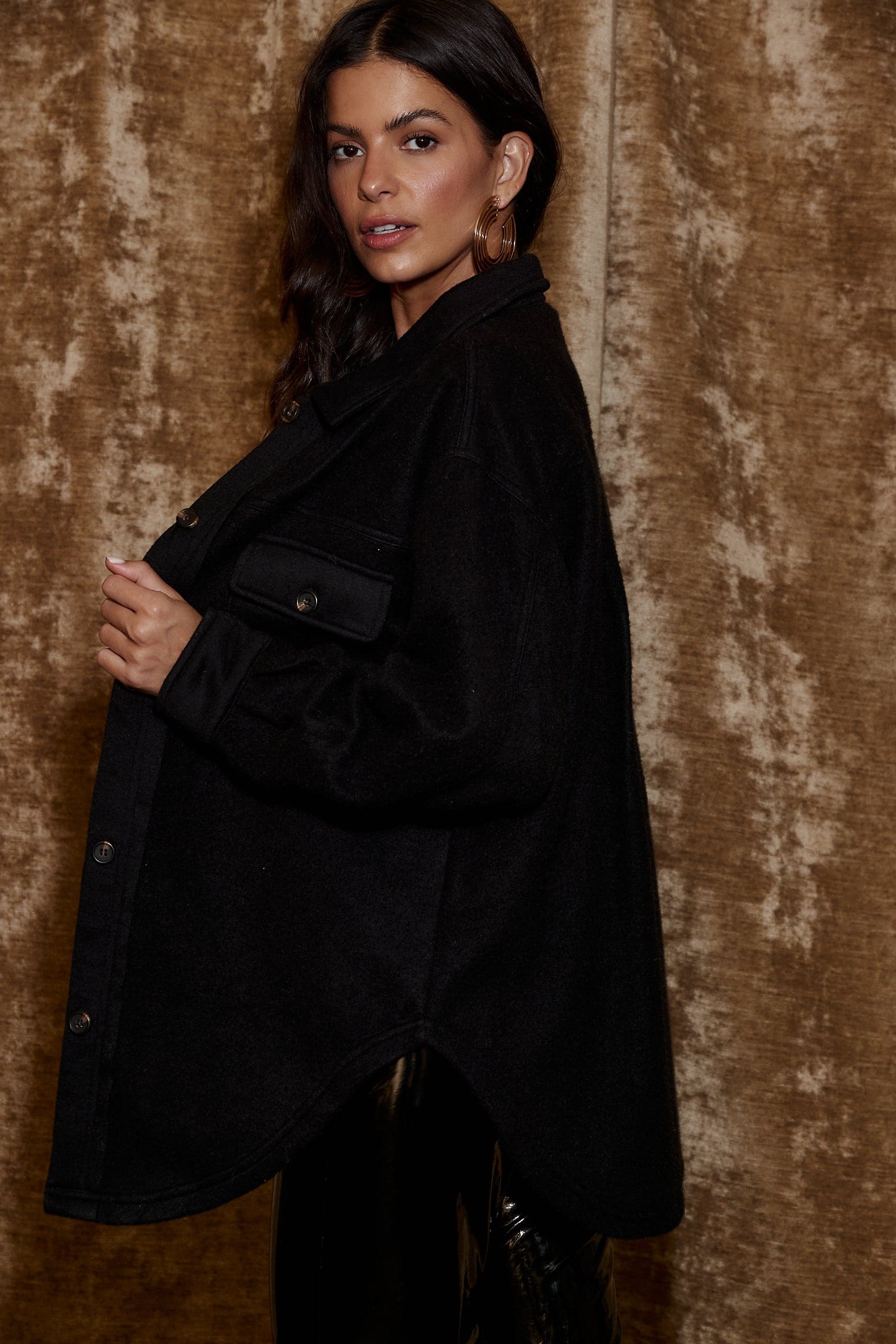 Jayne Black Cozy Button Up Shirt