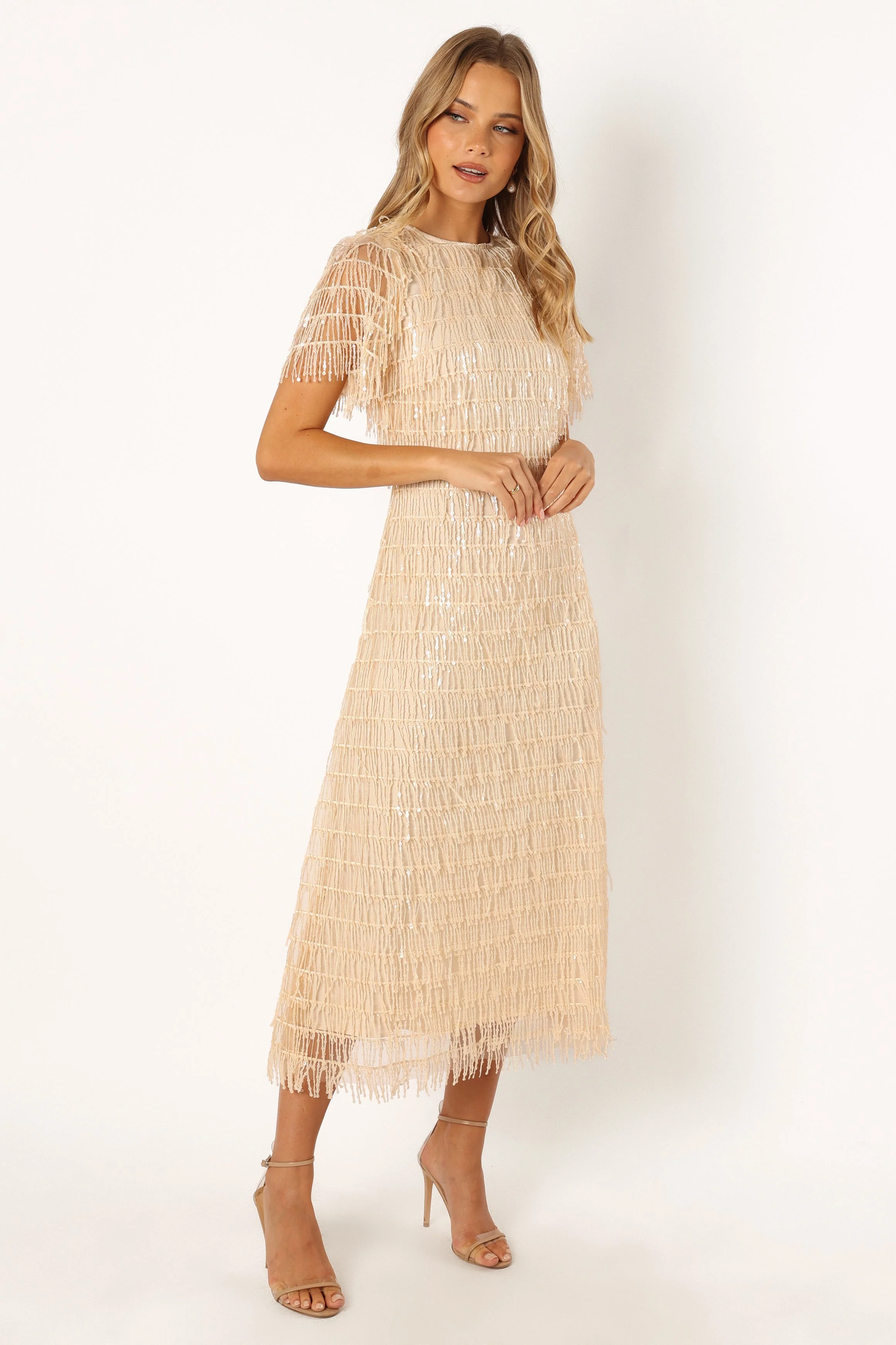 Kala Textured Maxi Dress - Beige