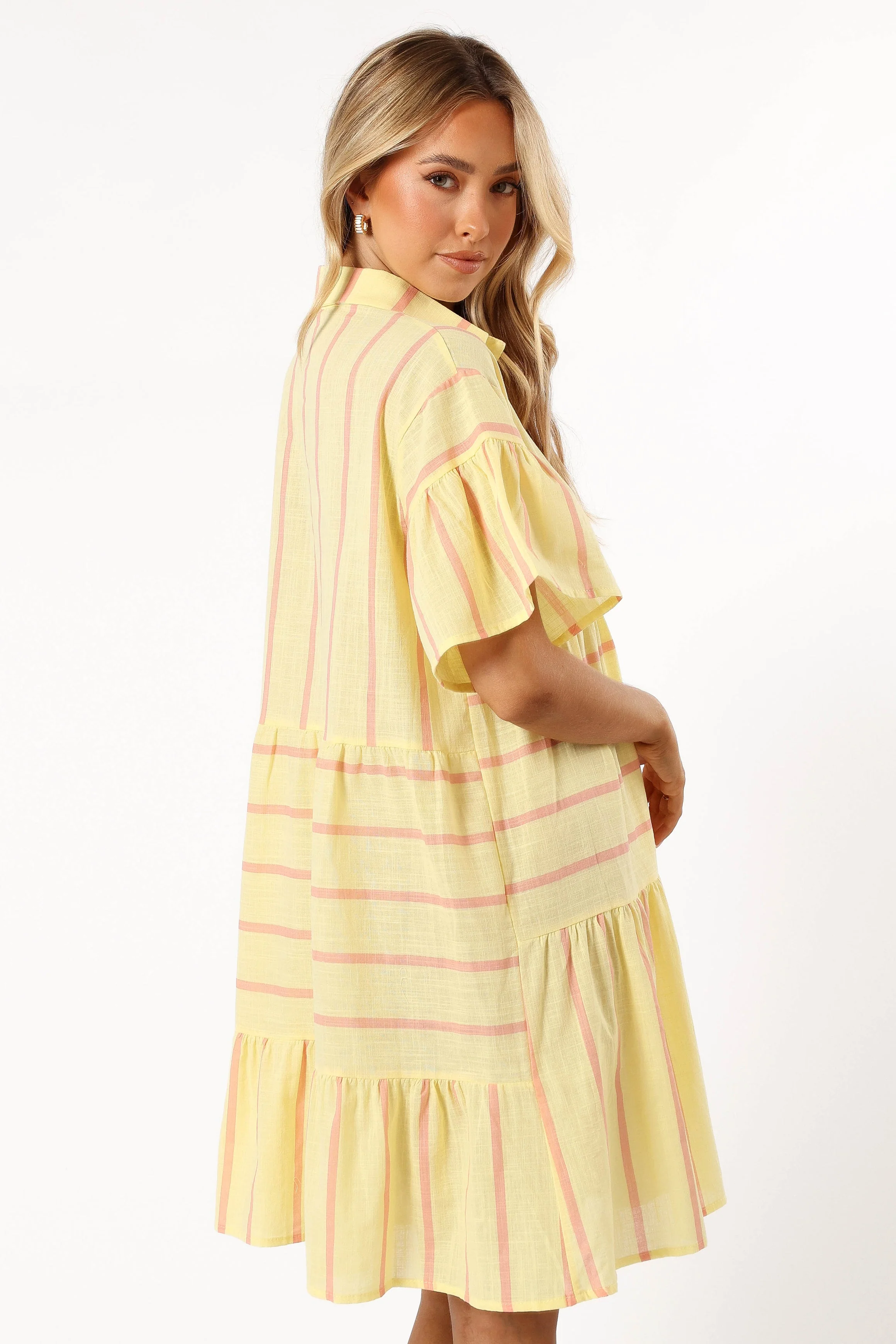 Peachy Mini Dress - Yellow Pink Stripe