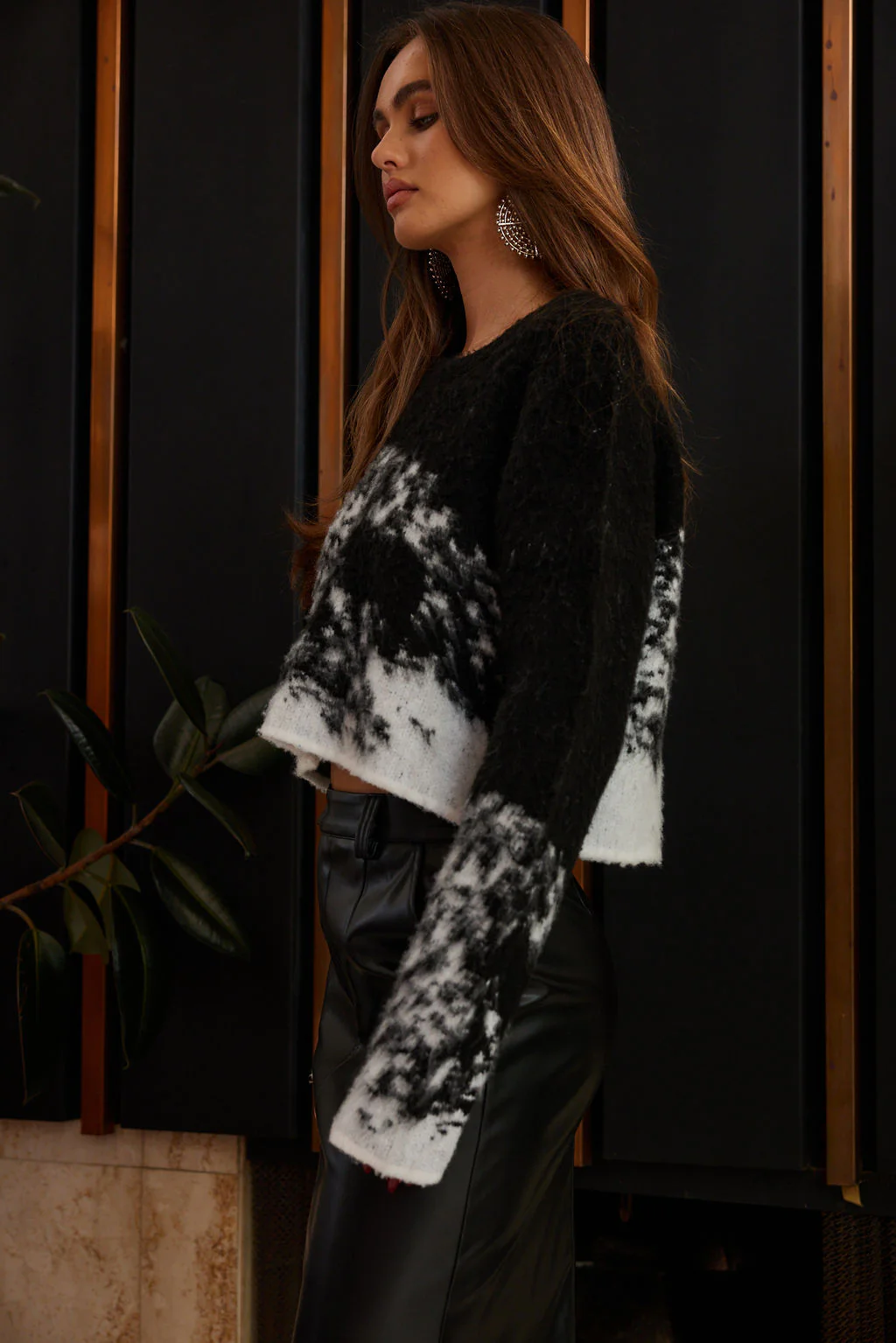 Jane Black and White Cropped Sweater