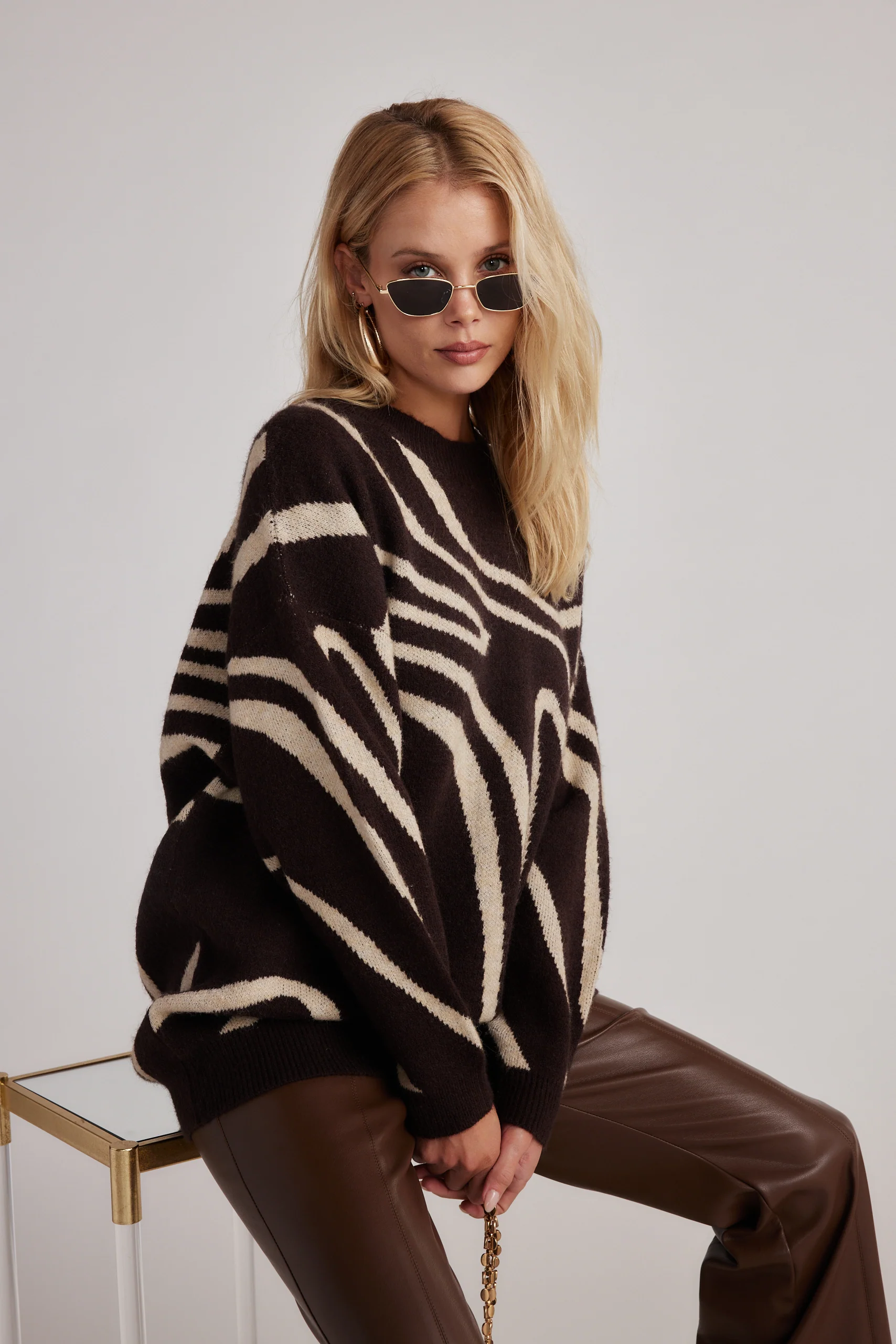 Montclair Brown Abstract Sweater