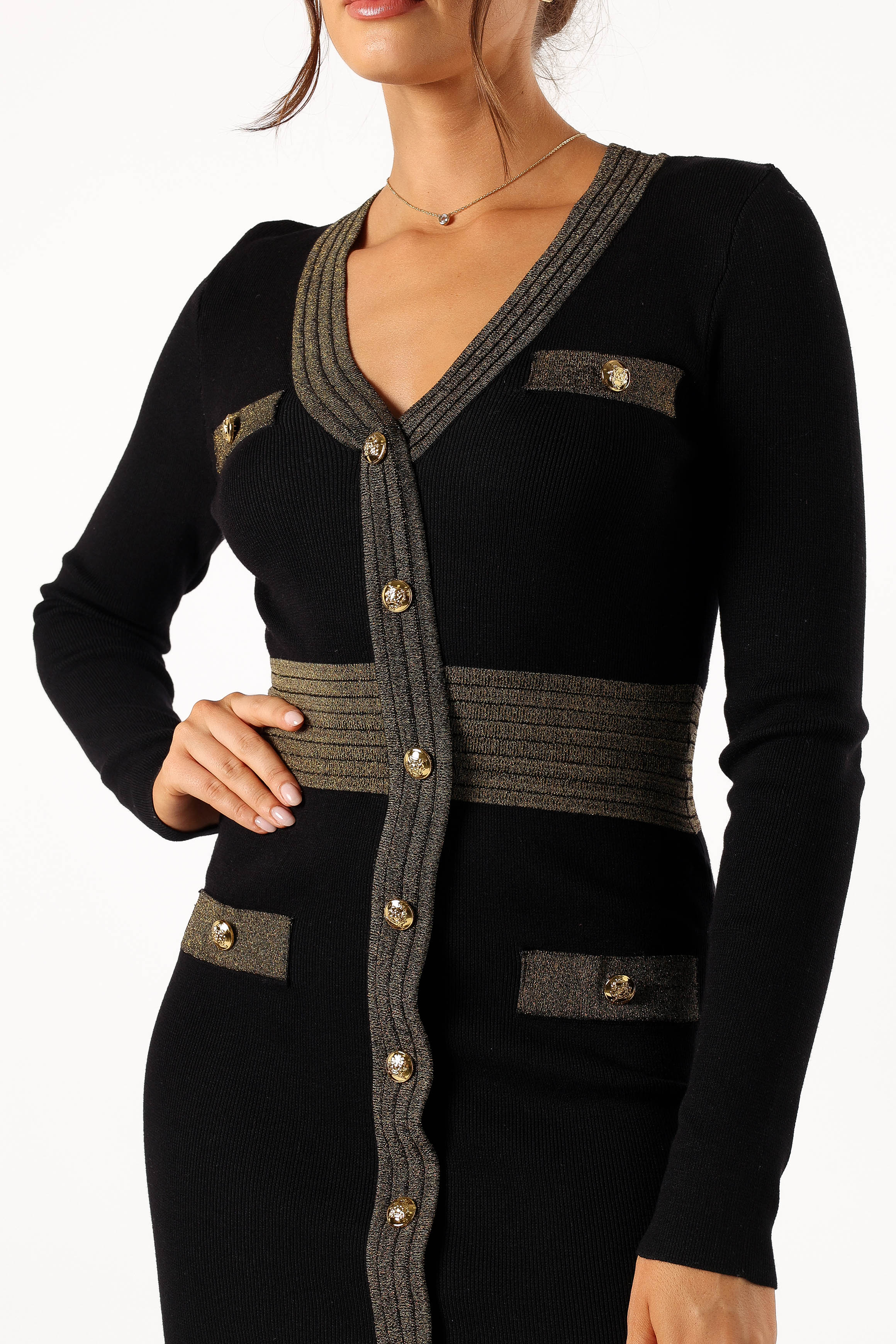 Jaya Longsleeve Midi Dress - Black