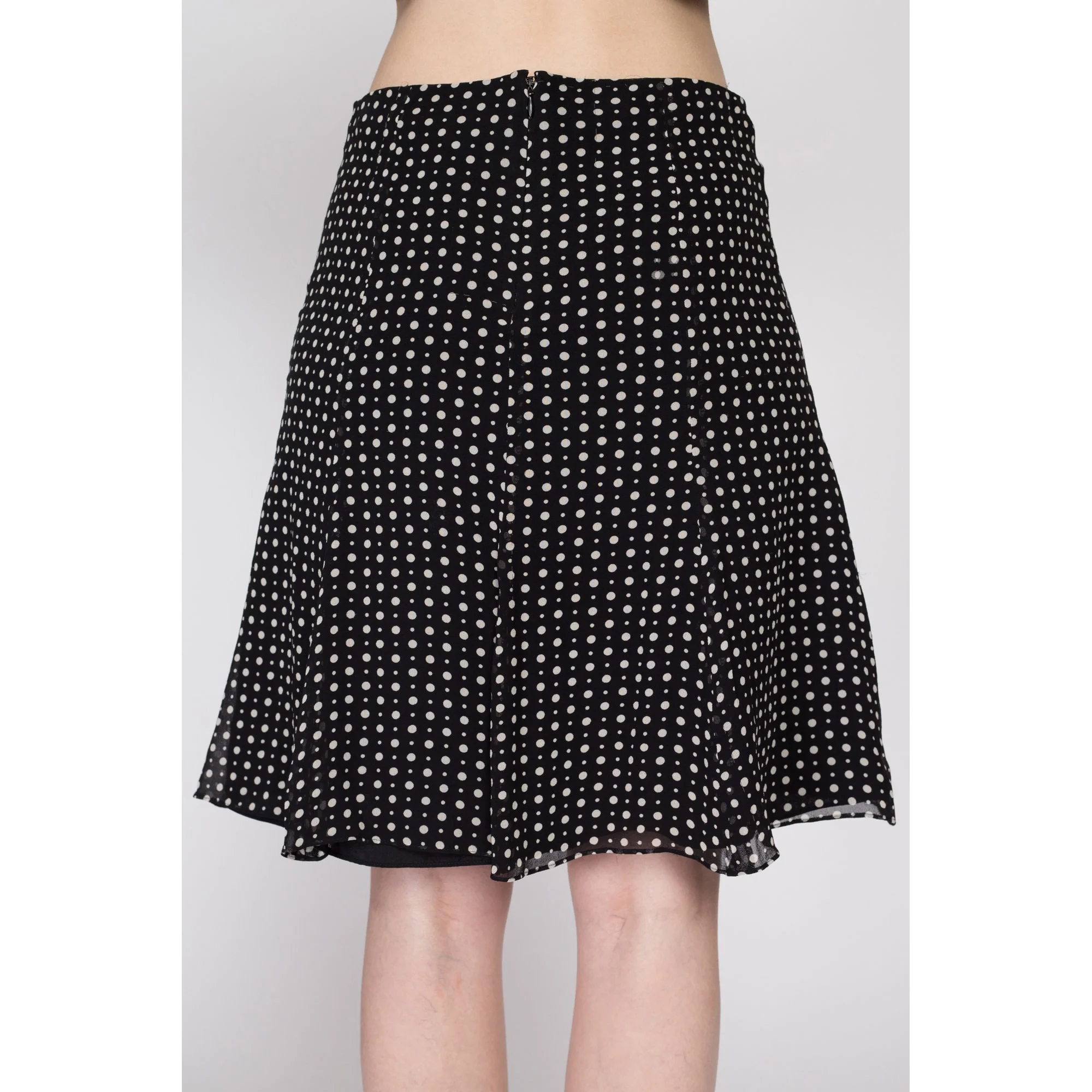 Small Y2K Black & White Silk Skirt