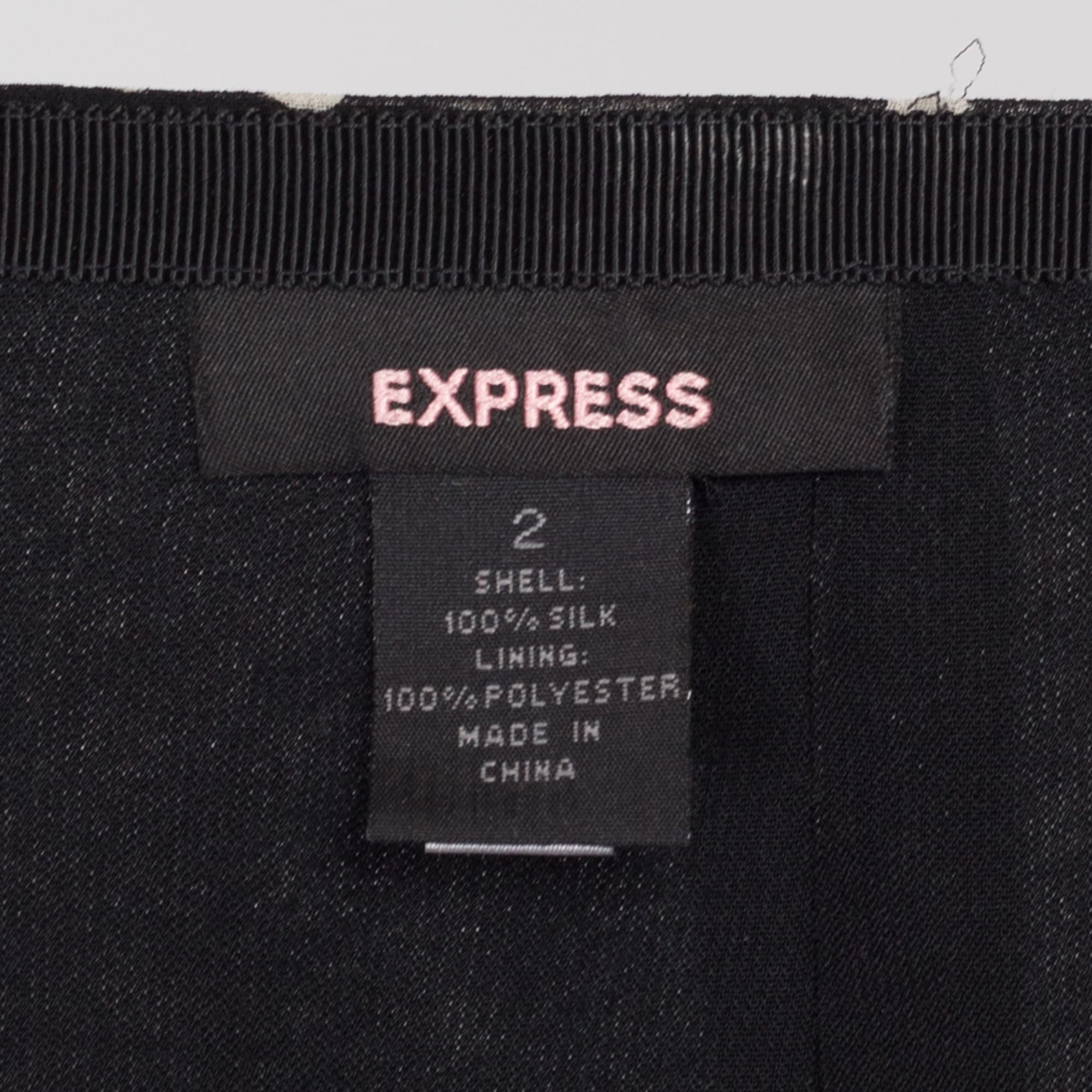 Small Y2K Black & White Silk Skirt