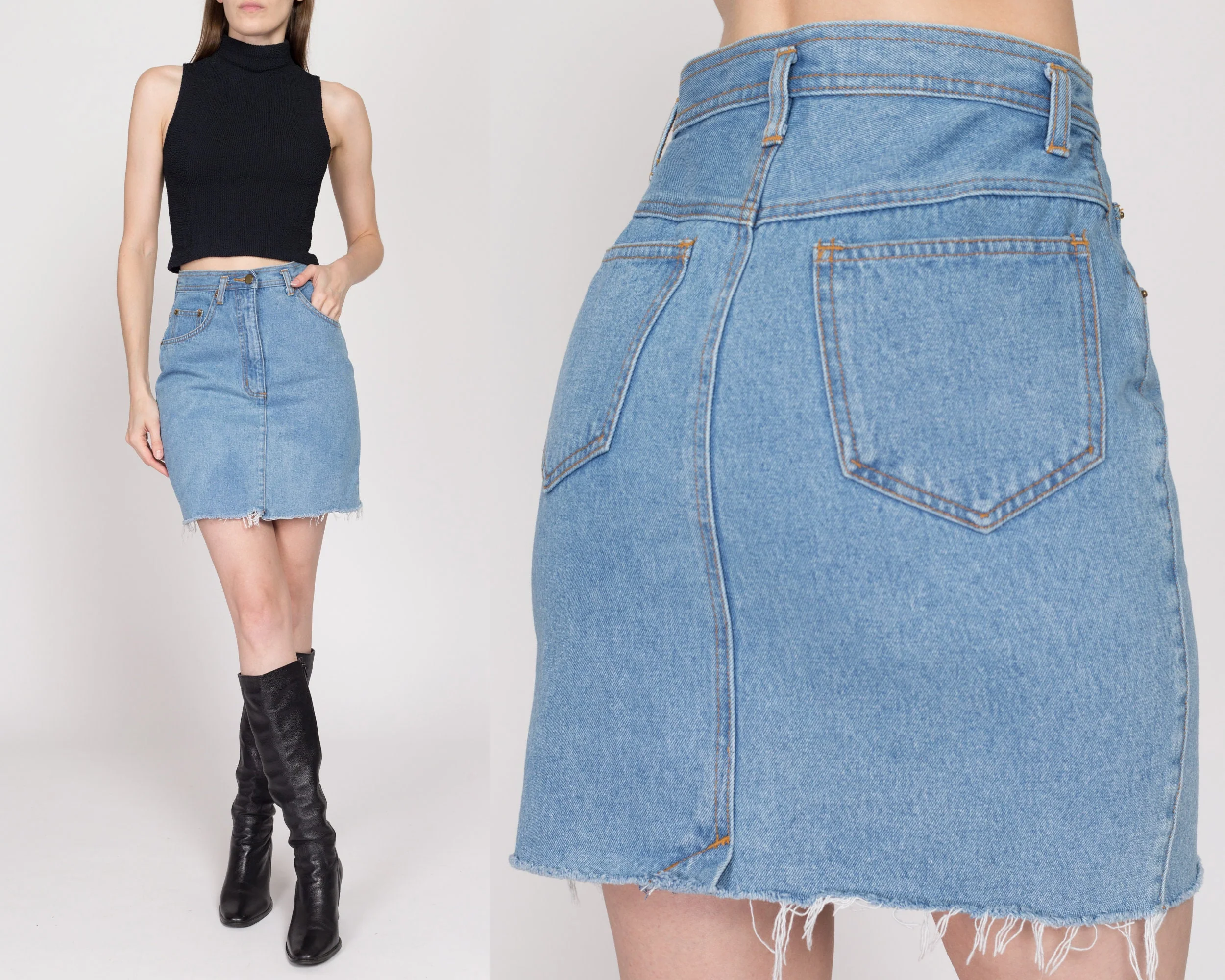 Small 90s Light Wash Denim Mini Skirt 26