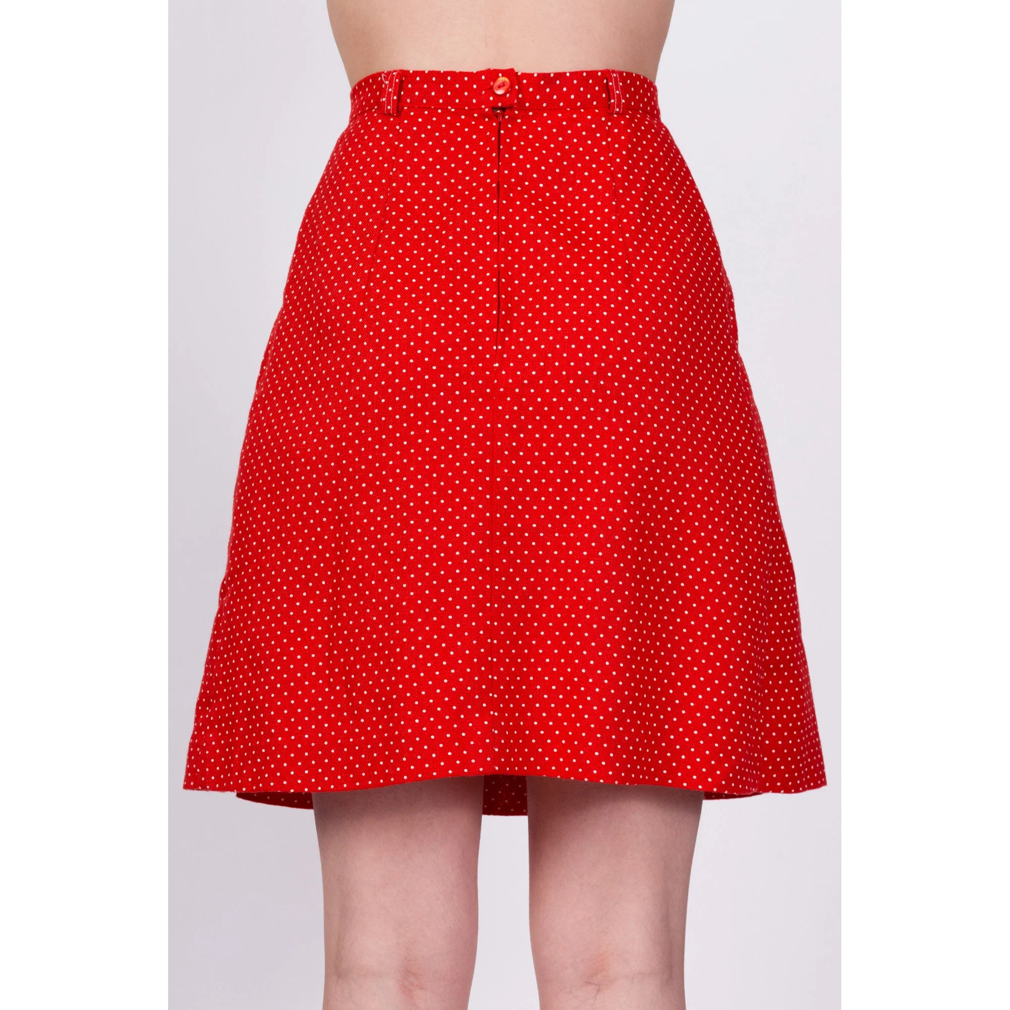 70s Red & White Polka Dot Skirt - Extra Small, 23.5