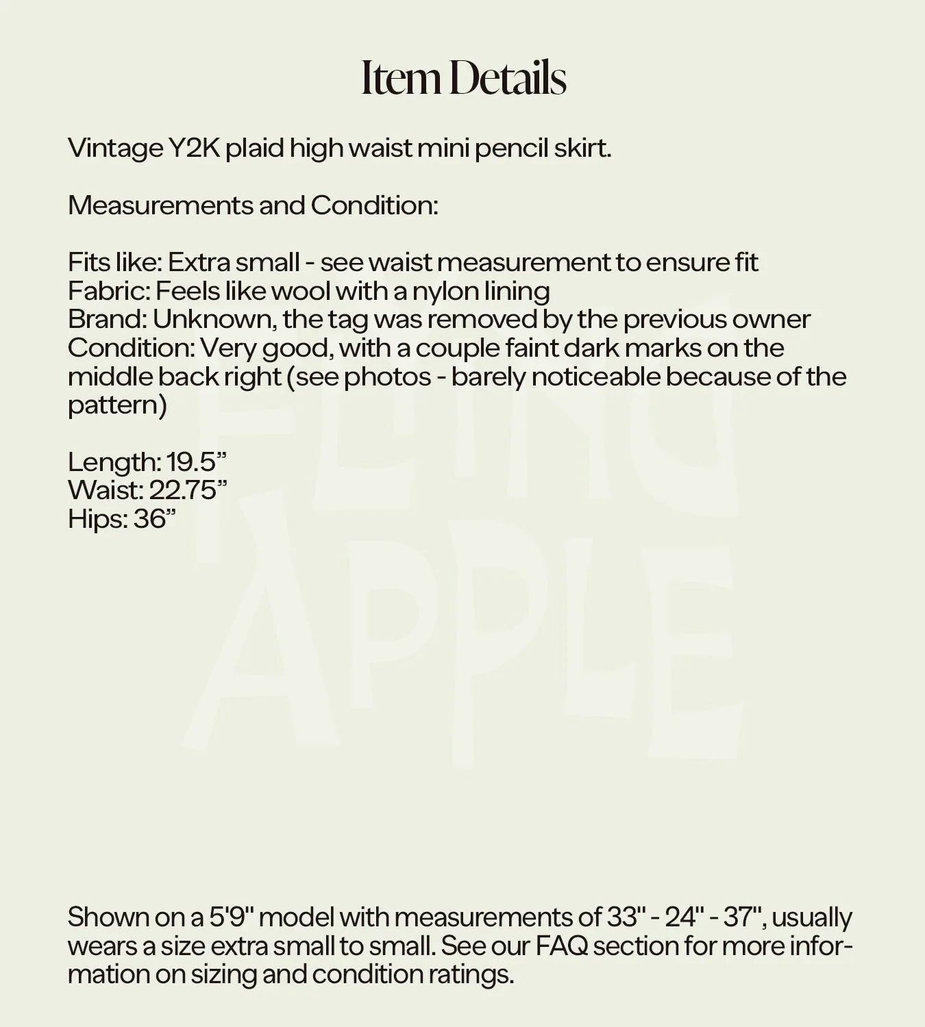 Vintage Plaid Mini Pencil Skirt - Extra Small, 22.5