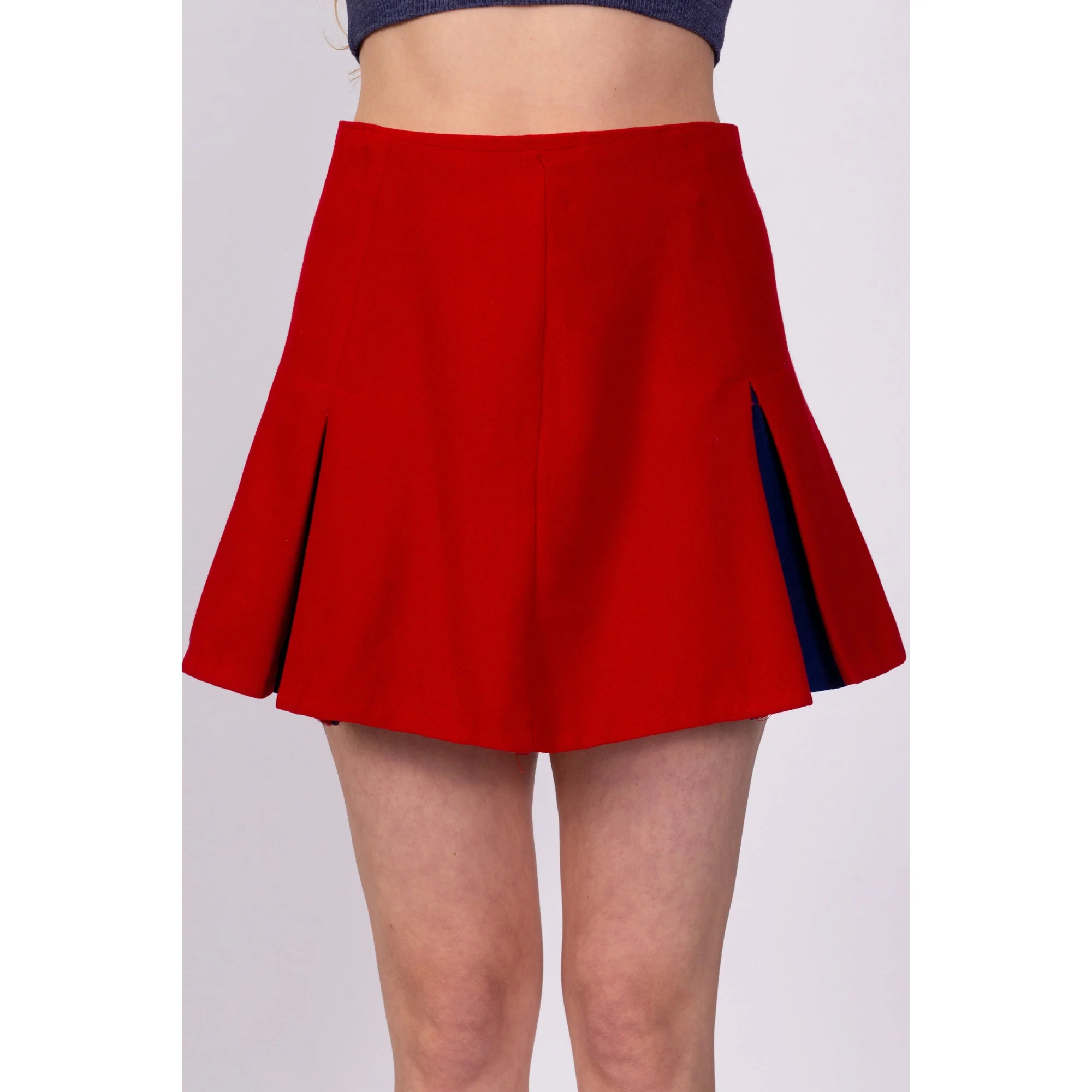 70s Red Cheerleader Mini Skirt - Medium, 28