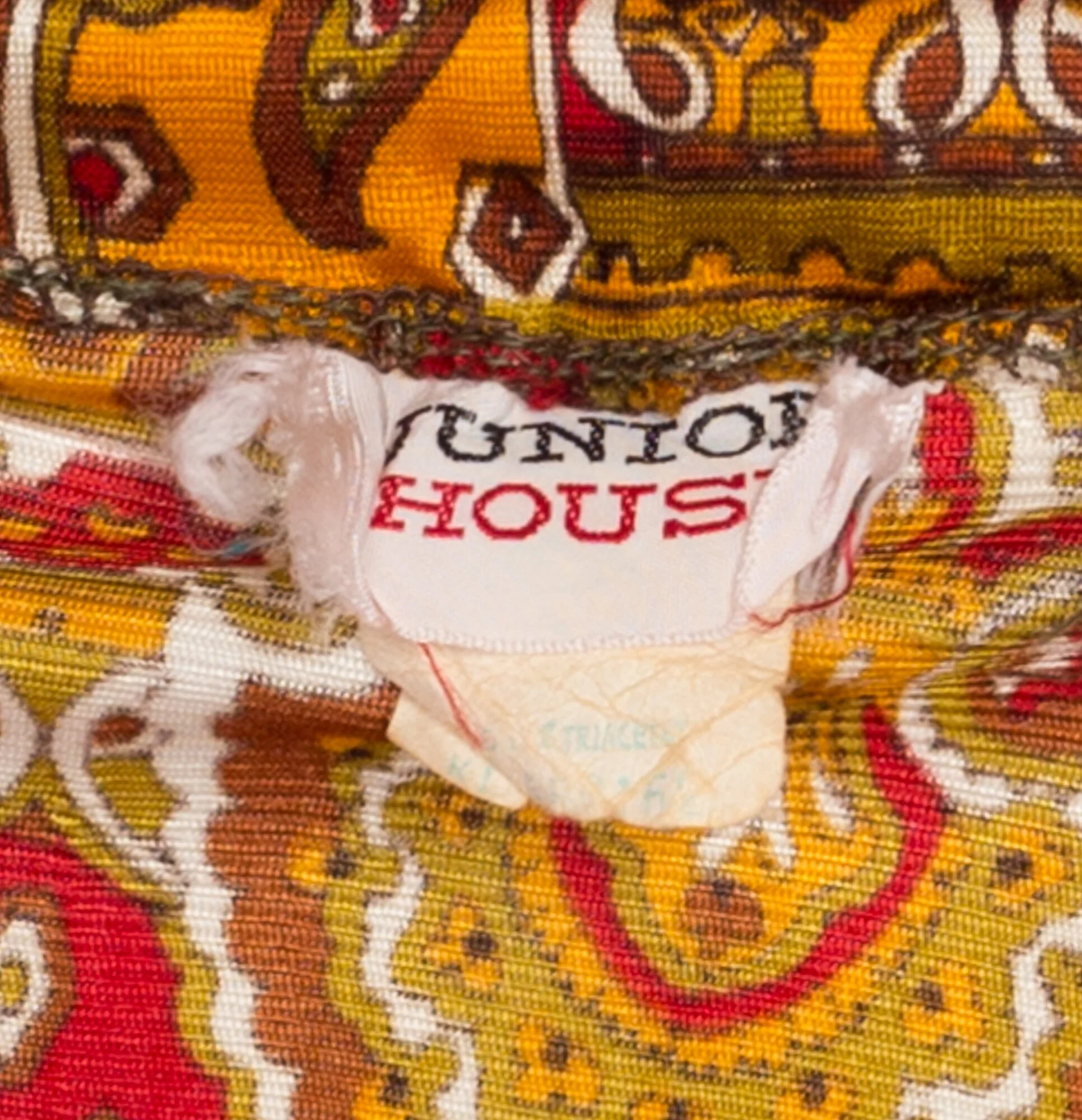 Sm-Lrg 70 Red & Gold Baroque Print Mini Skirt