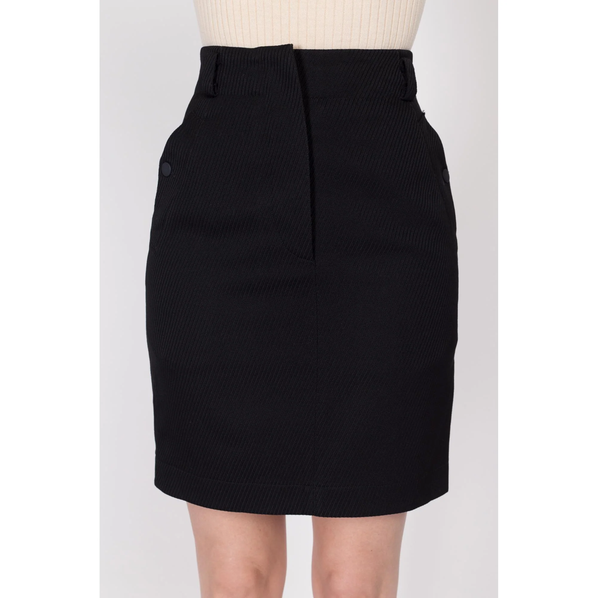 XS 90s Azzedine Alaia Paris Black Mini Pencil Skirt 24.5