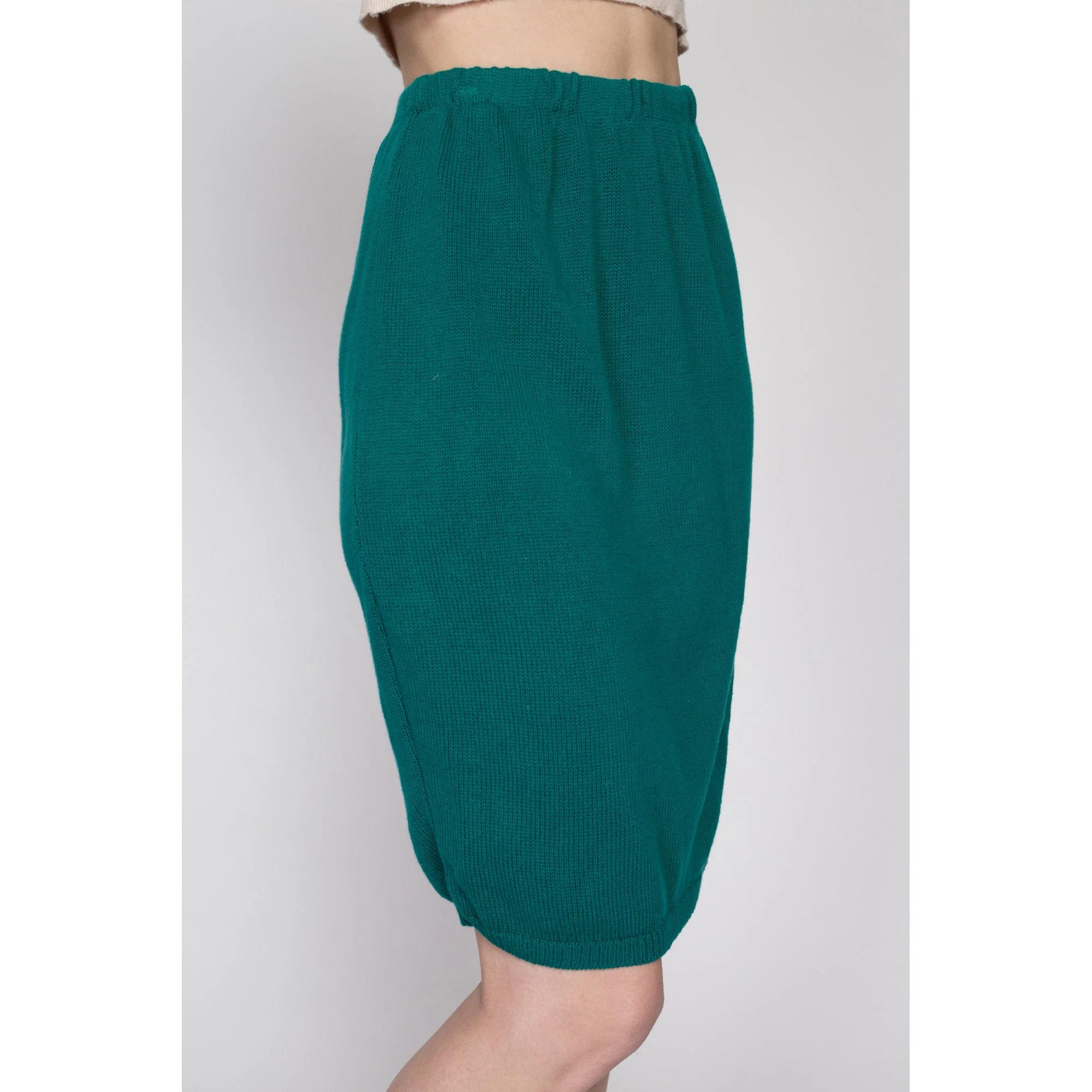 Small 80s Pierre Cardin Teal Knit Pencil Skirt