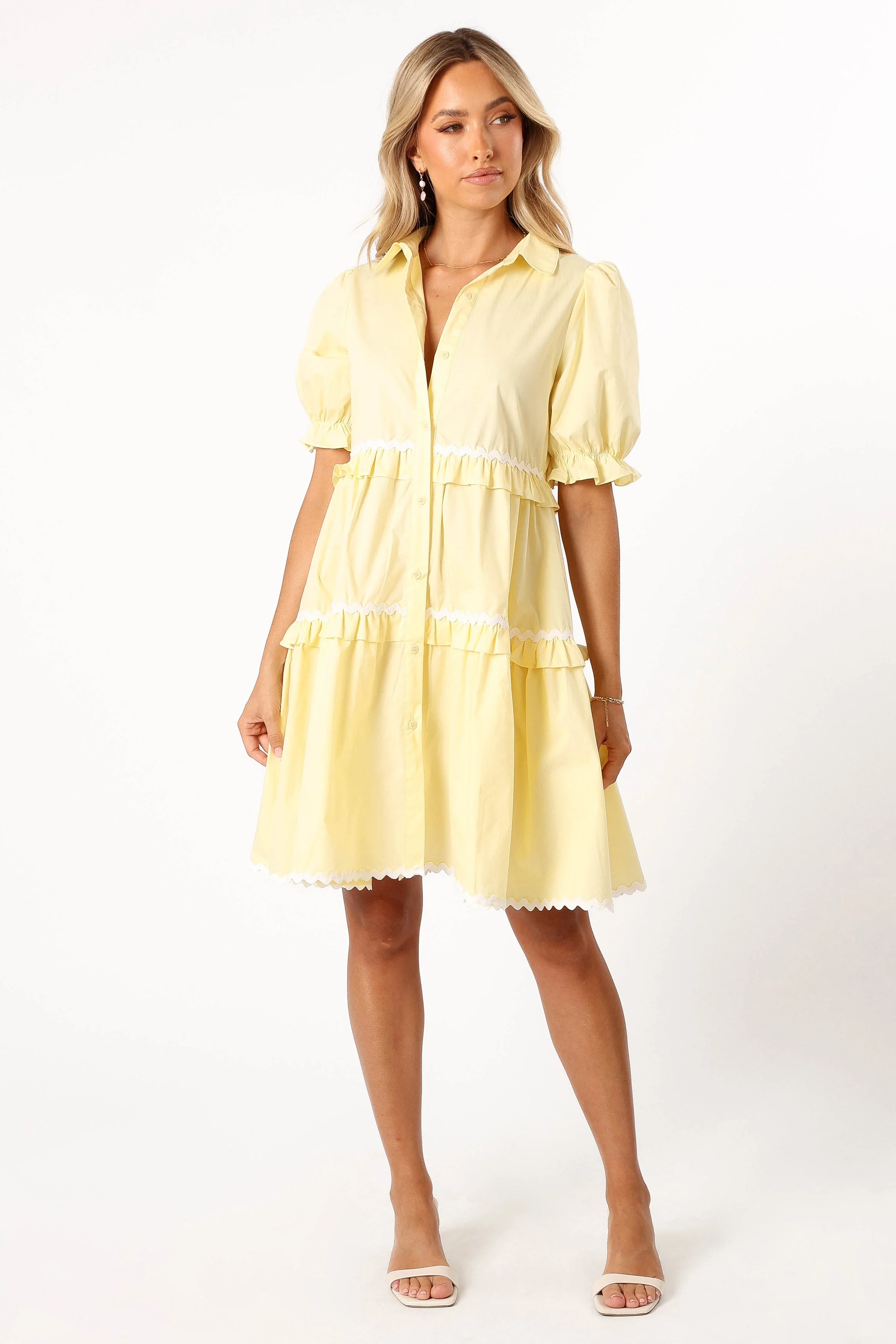 Shively Mini Dress - Yellow/White